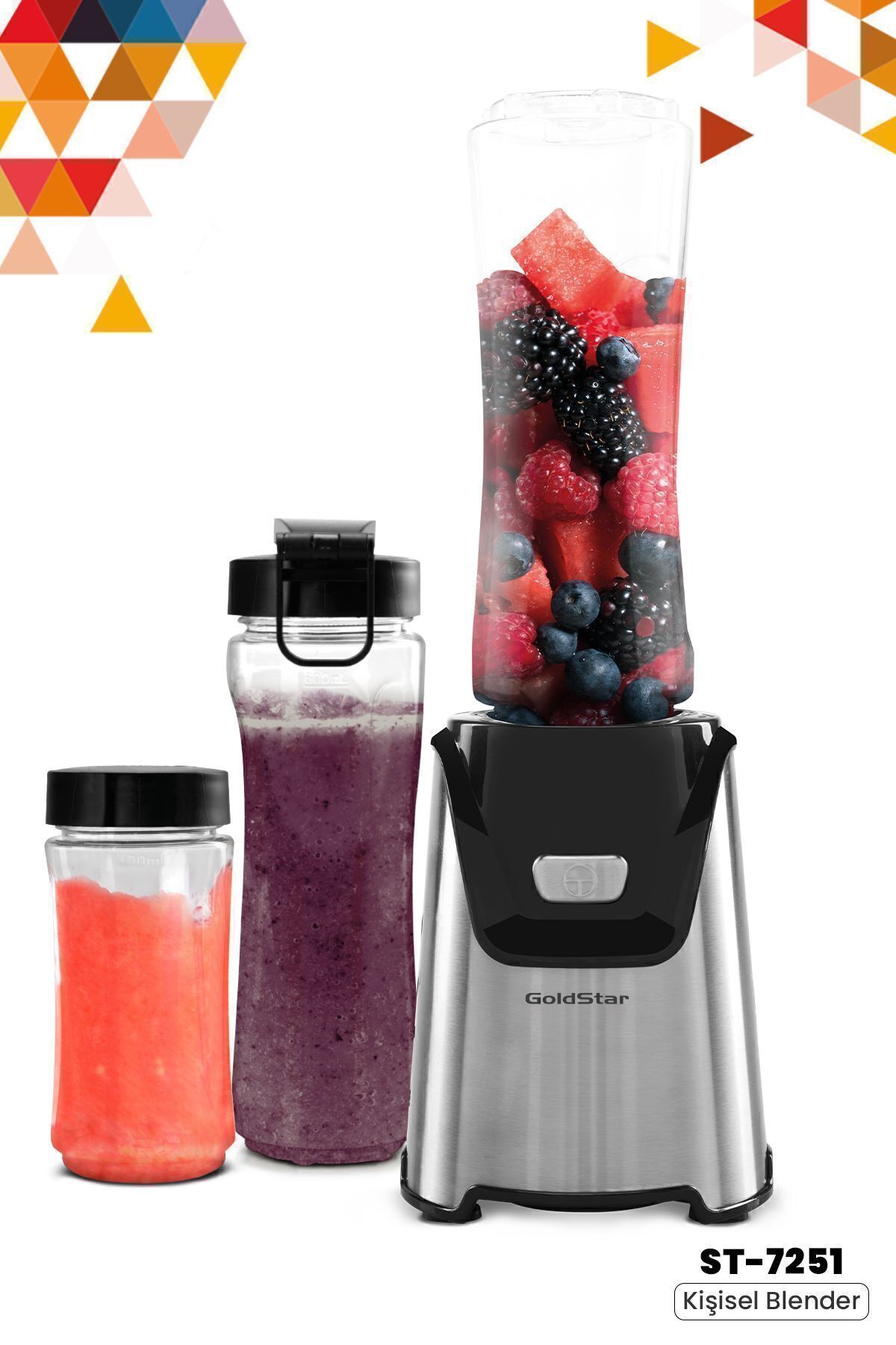 GoldStar Inox Kişisel Personal Smoothie Blender 2 Adet Bpa Free Tritan Şişeli