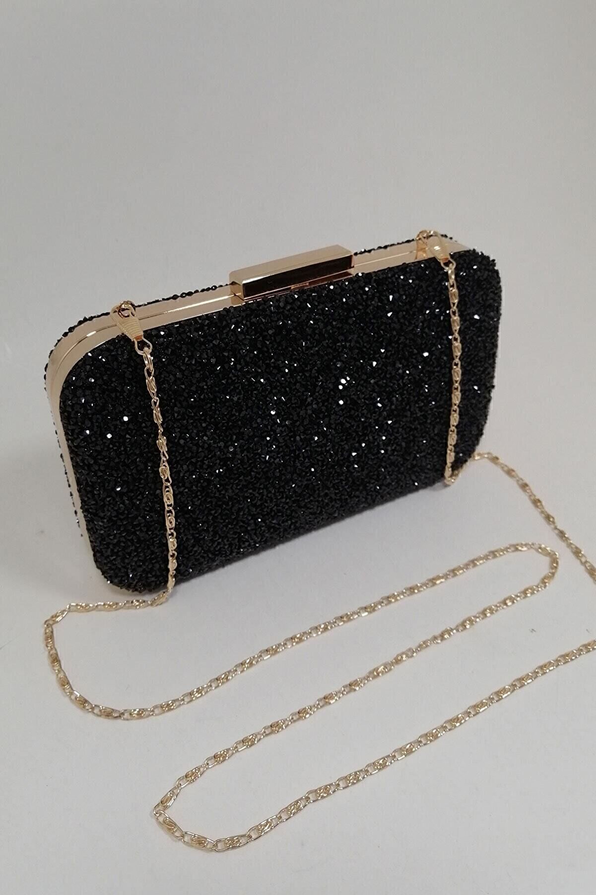PARKTAN Yakamoz Siyah Kadın Taşlı Abiye Clutch Portföy Çanta - ₺789