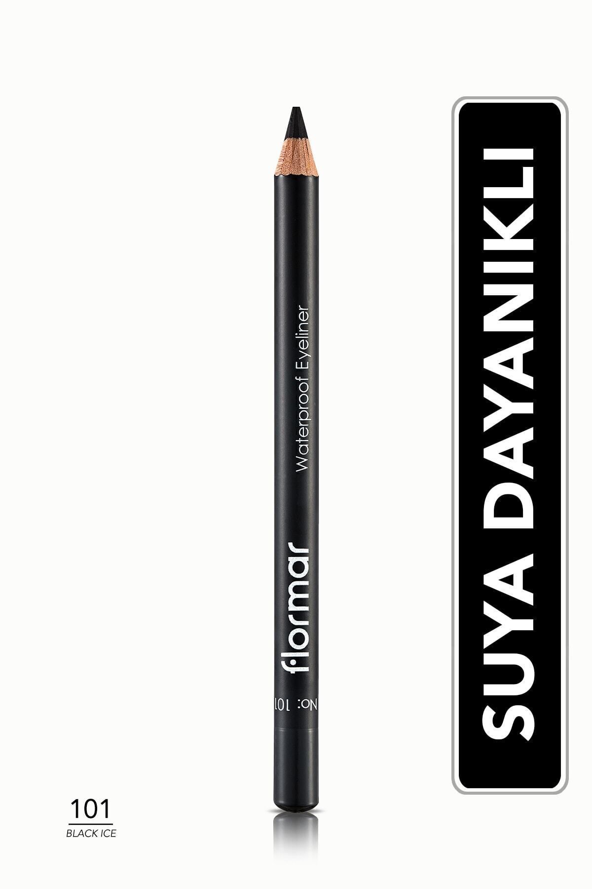 Flormar Mat Bitişli Suya Dayanıklı Göz Kalemi (SİYAH) - Waterproof Eyeliner - 101 Black Ice - 8690604109012