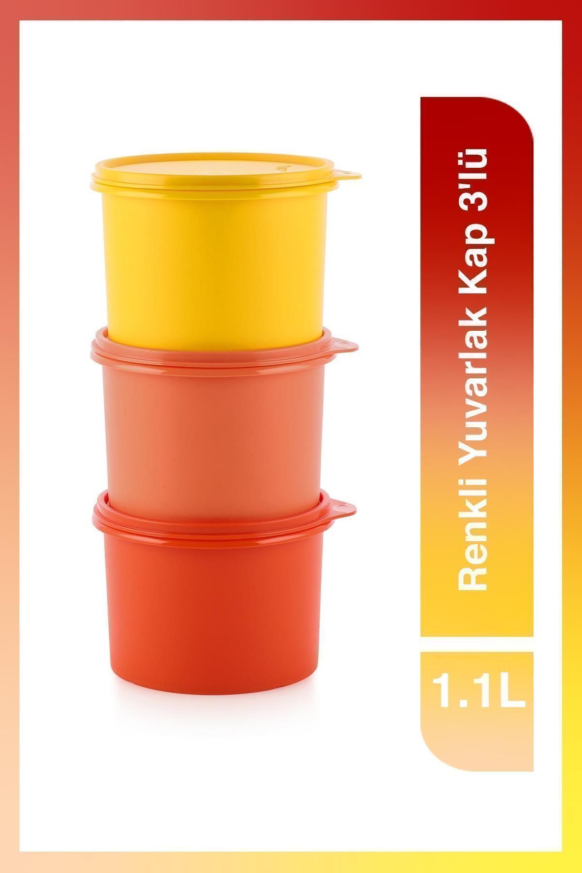 Tupperware Renkli Yuvarlak Kap 3'lü 1.1l