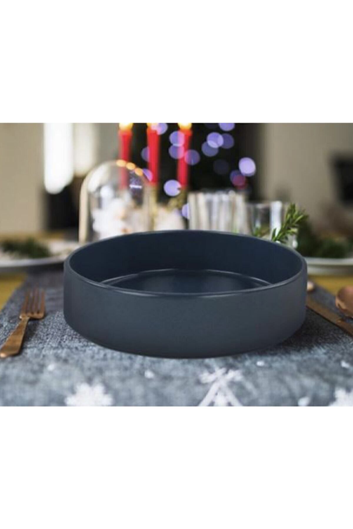 Keramika 21 Cm Stackable Yemek/salata Tabağı Mat Mavi