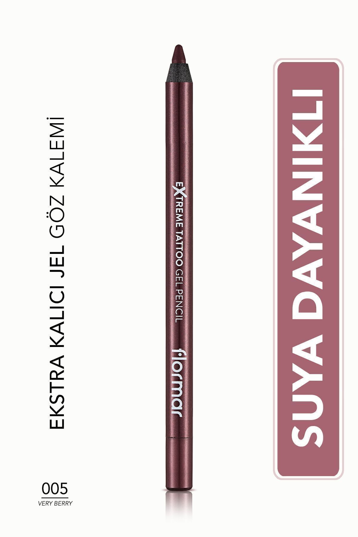 Flormar Mat Kalıcı Göz Kalemi (BORDO) - Extreme Tattoo Gel Pencil - 005 Very Berry - 8682536028875