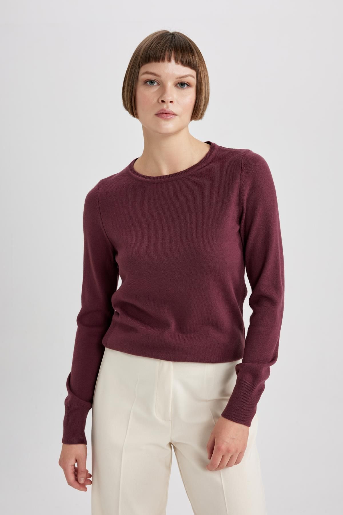 Defacto Regular Fit Bisiklet Yaka Ekstra Yumuşak Kaşmir Dokulu Basic Kazak F7091az22wn