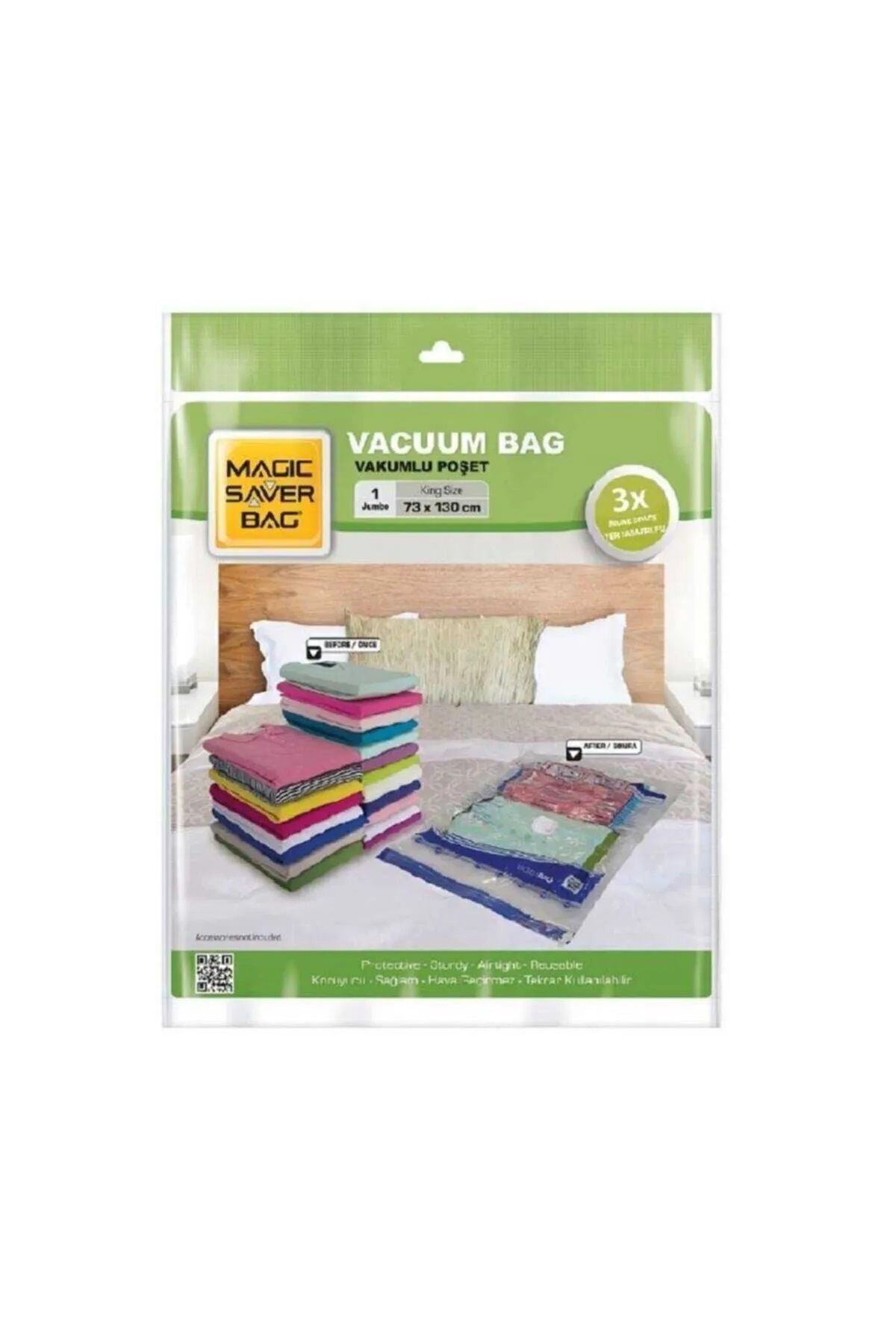 Genel Markalar Vakumlu Giyisi Yastık Yorgan Saklama Torbası Poşeti Hurç - Jumbo - 73x130 Cm 1 Paket