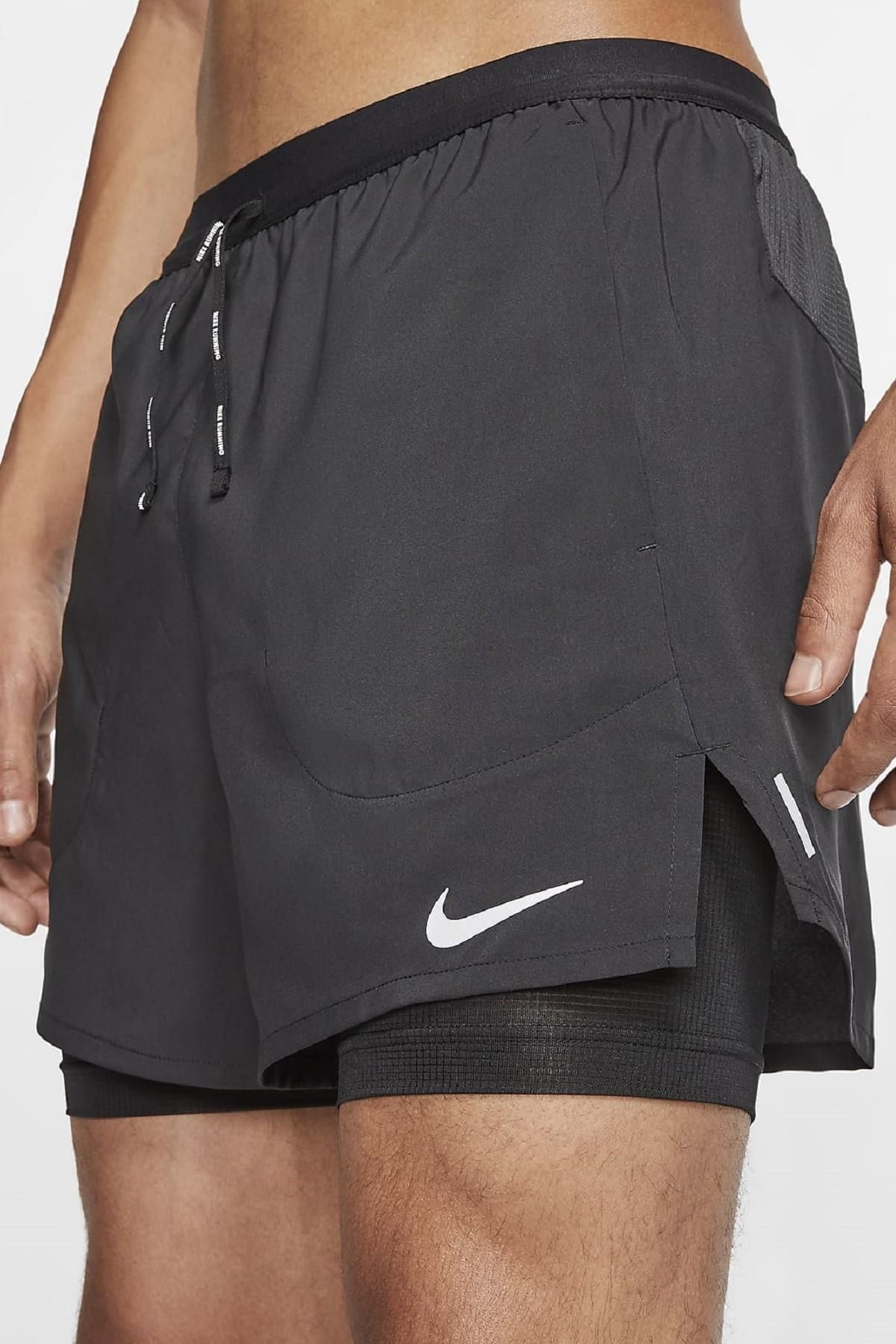 Nike Flex Stride 2in1 Running Shorts Waterproof Cepli Taytlı Siyah Şort Cj