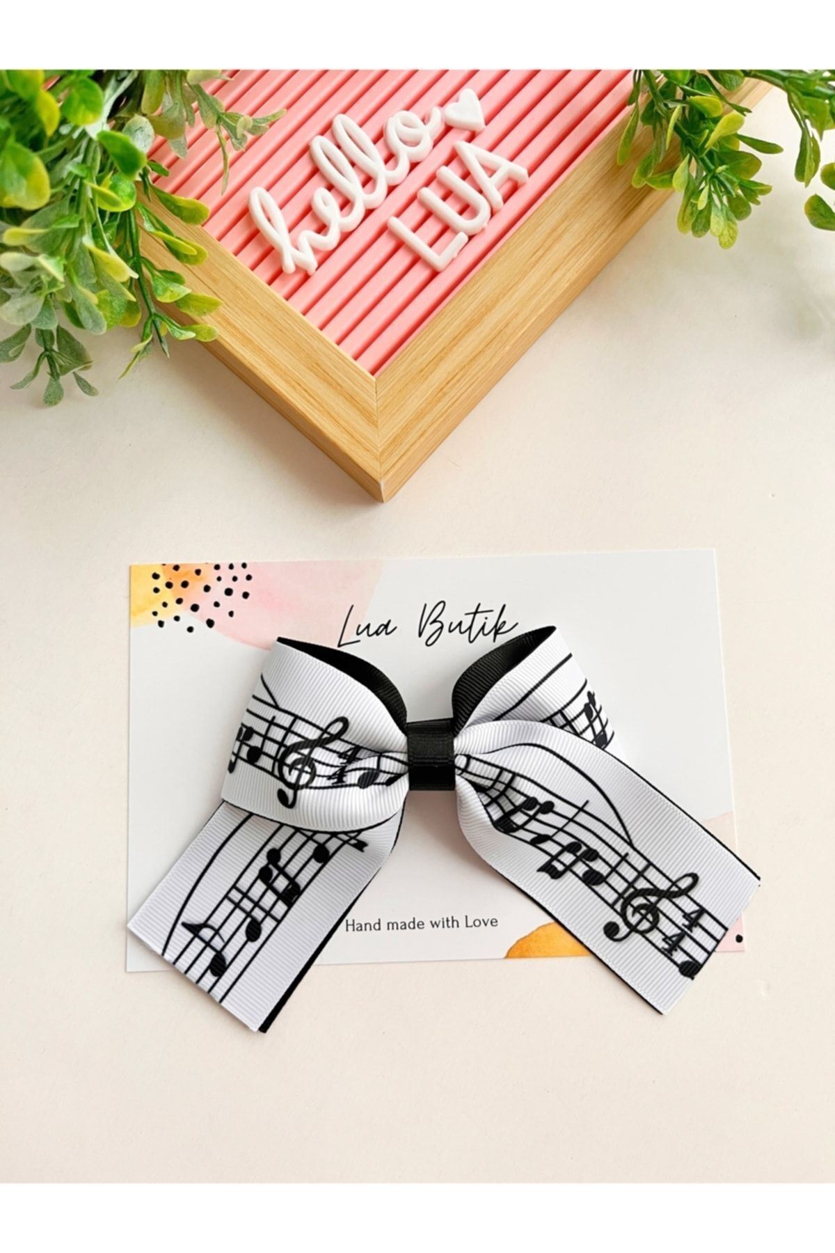 Lua Butik Müzik Notası Desenli Fiyonk Toka
