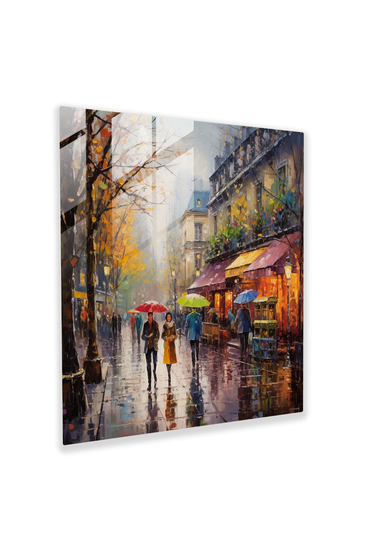 PaintedAnarchy Paris'te Yağmurlu Günü Cam Duvar Sanatı - Yağmur, Cam Duvar Sanatı, Yağmurlu Gün, Cam Baskı
