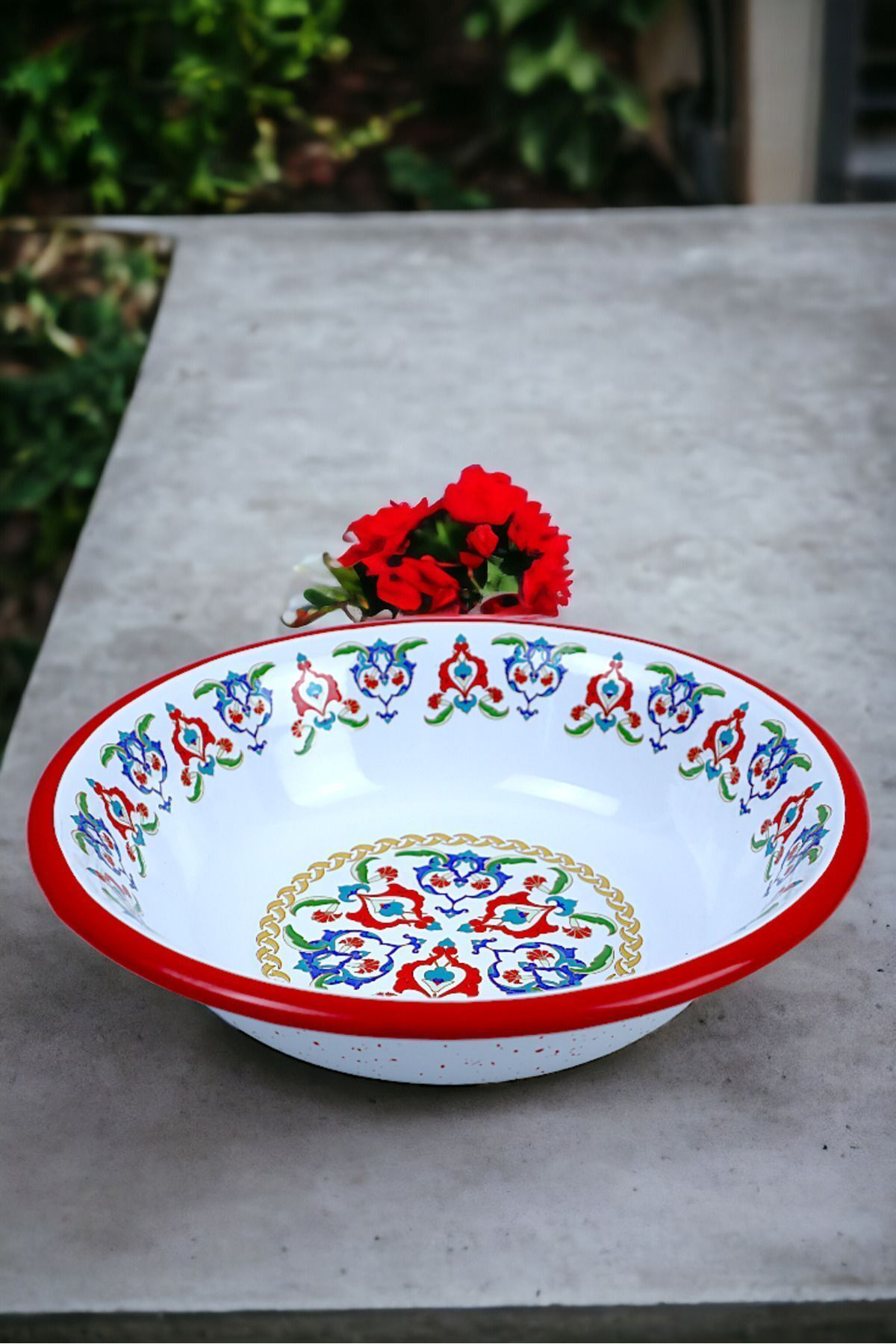 İnci Emaye 24 Cm Emaye Kase Tabak, Çukur Tabak, Salata Tabak, Cips Tabak