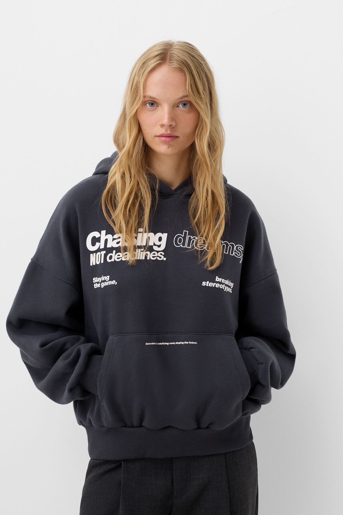 Bershka Desenli kapüşonlu sweatshirt