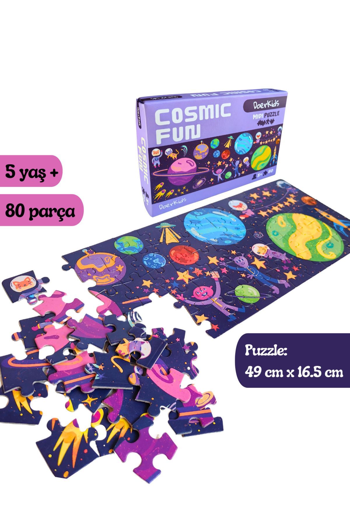 DoerKids Cosmic Fun Midi Puzzle | 4-9 Yaş 80 Parça