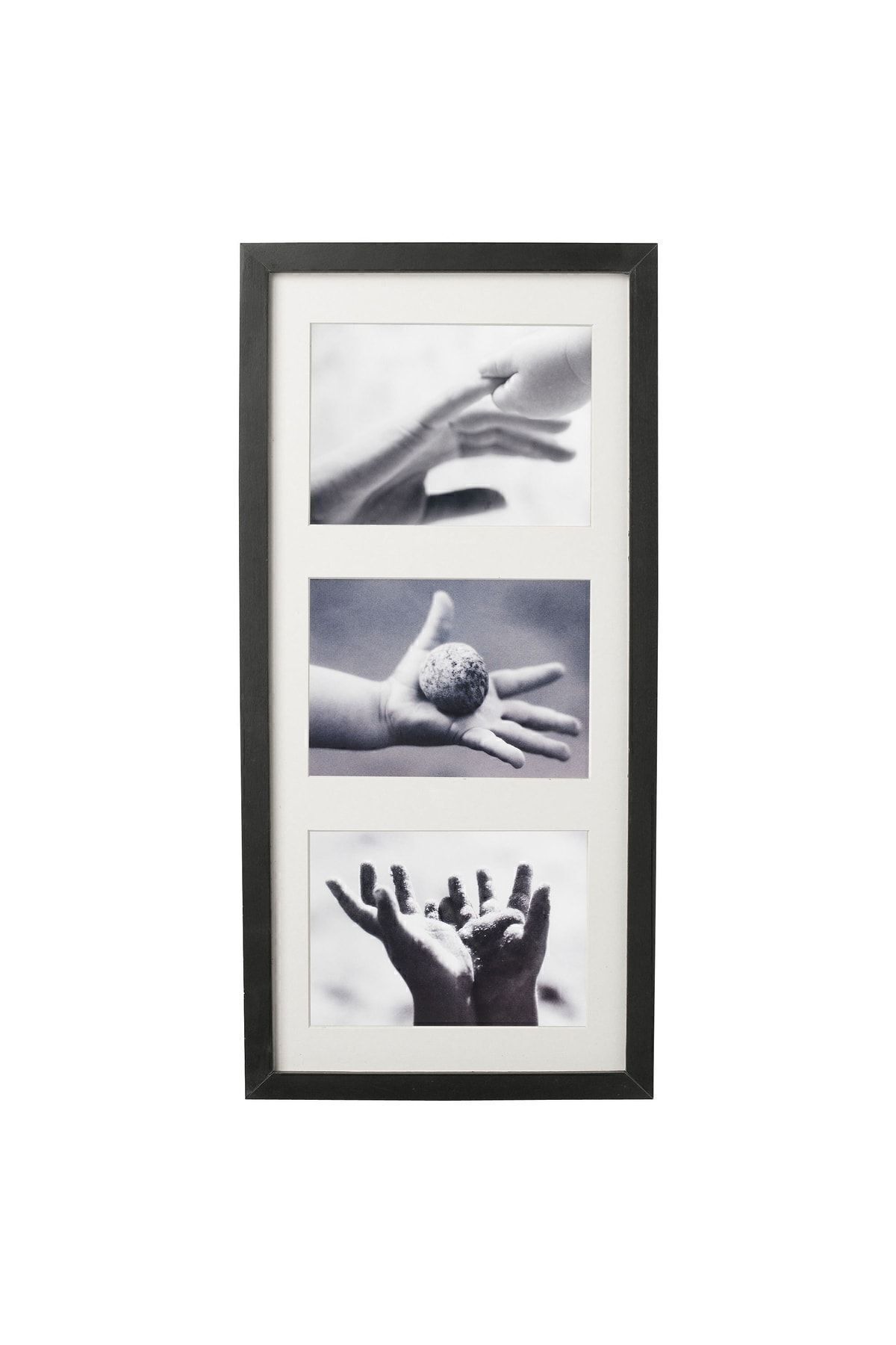 IKEA Rıbba Siyah 3 Lü Çerçeve 50x23 Cm Beyaz Derin Kenarlı Ahşap Fotoğraf Resim Çerçevesi