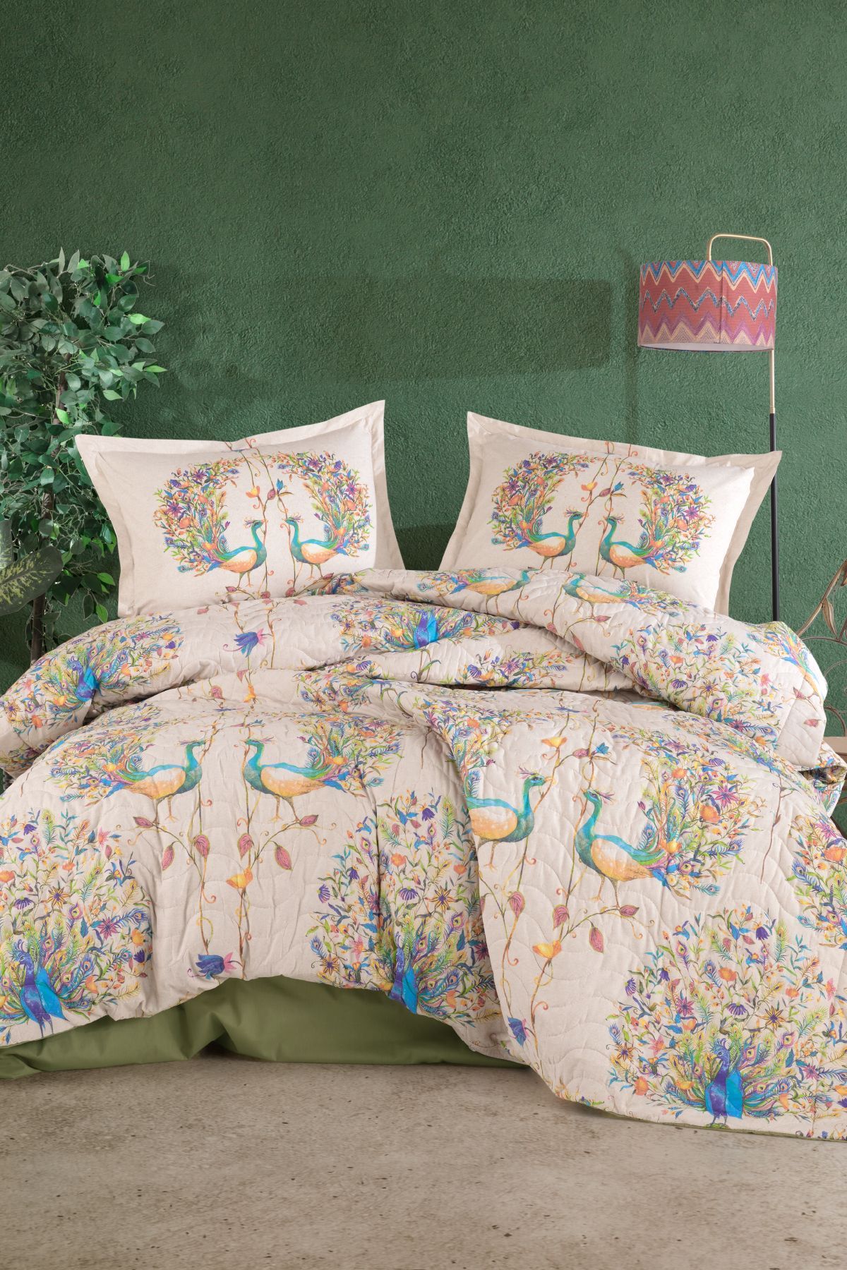Clasy %100 Pamuk Çift Kişilik Dört Mevsim Set Pavone