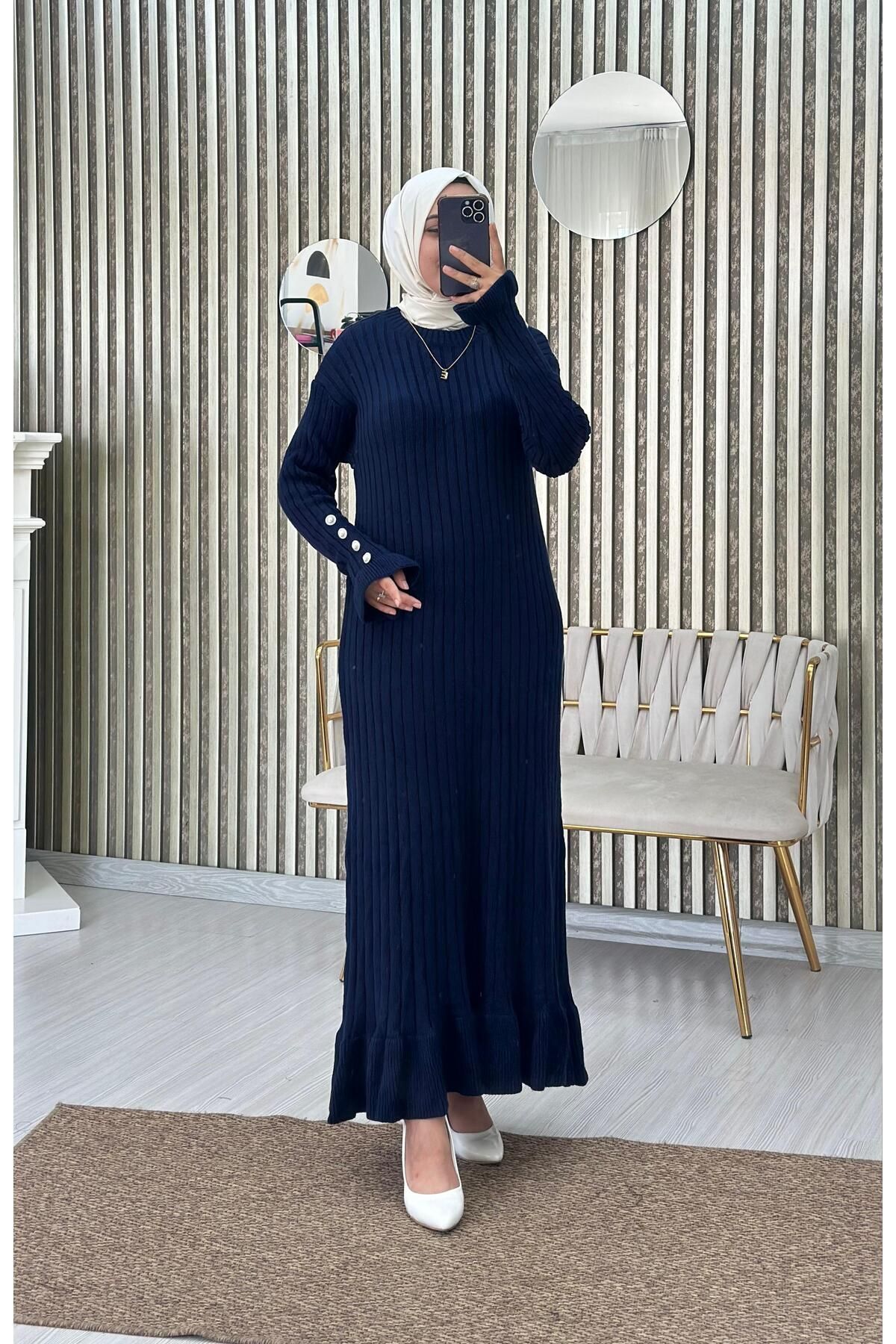 Moda Krash VOLANLI FİTİLLİ TRİKO ELBİSE