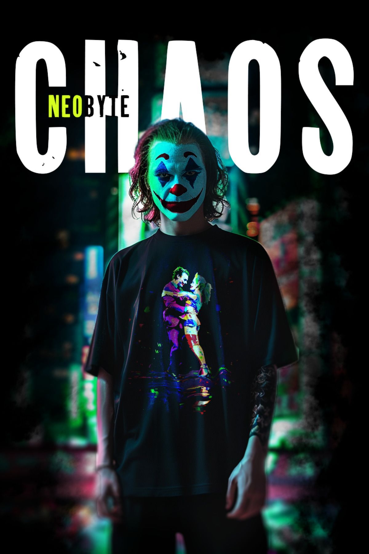 Neoavex Neobytechaos Siyah Özel Tasarım Baskılı T-shirt