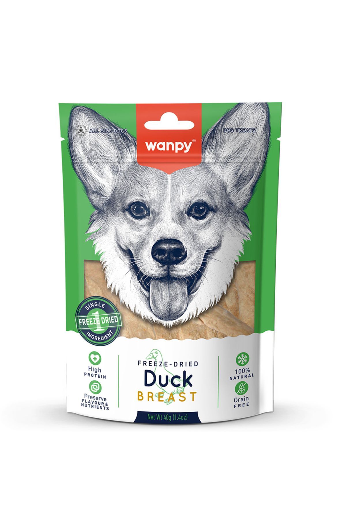 Wanpy Köpek Dondurularak Kurutulmuş Ördek Göğüs 40gR