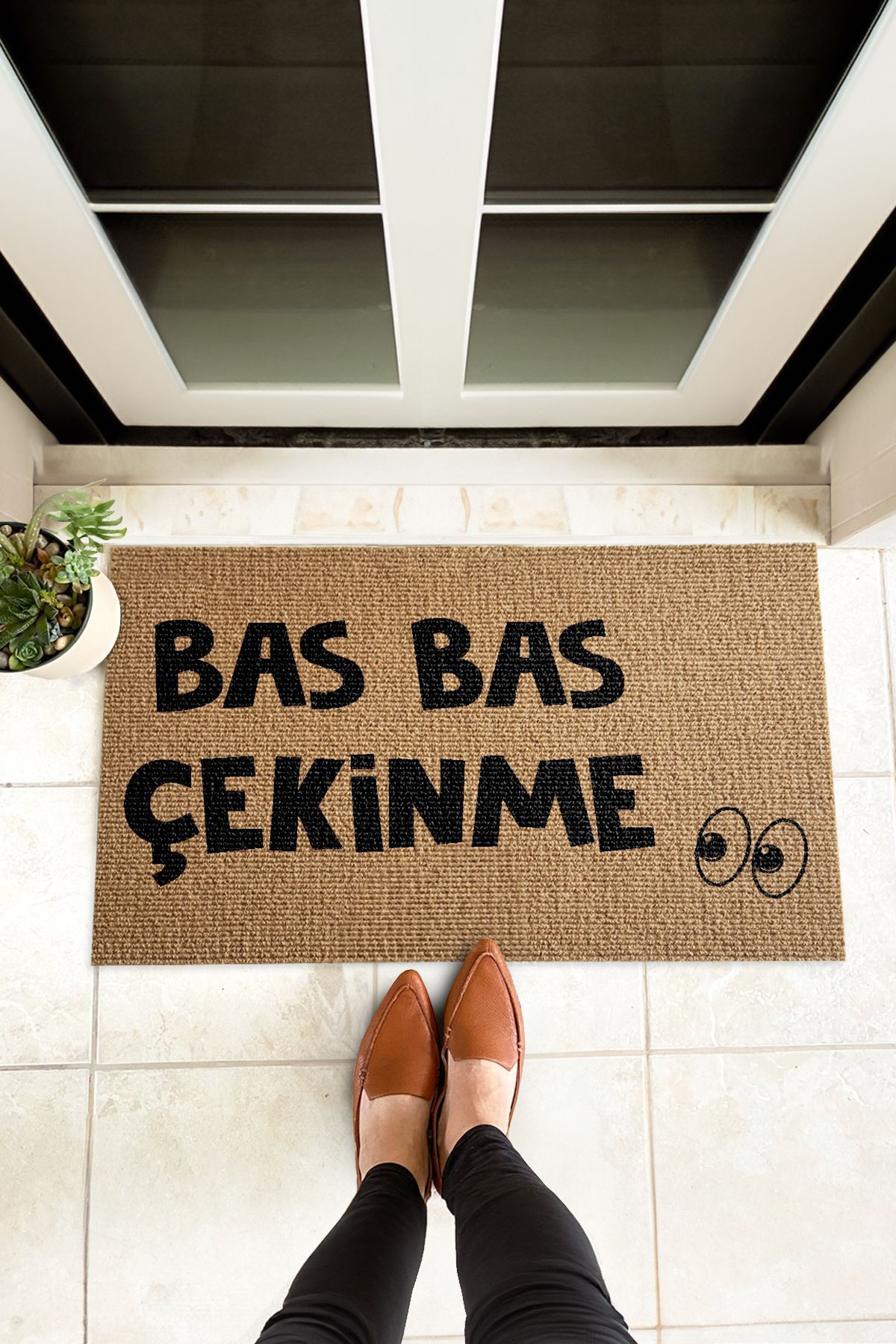 Paspas Yap Bas Bas Çekinme Yazılı Kapı Paspası