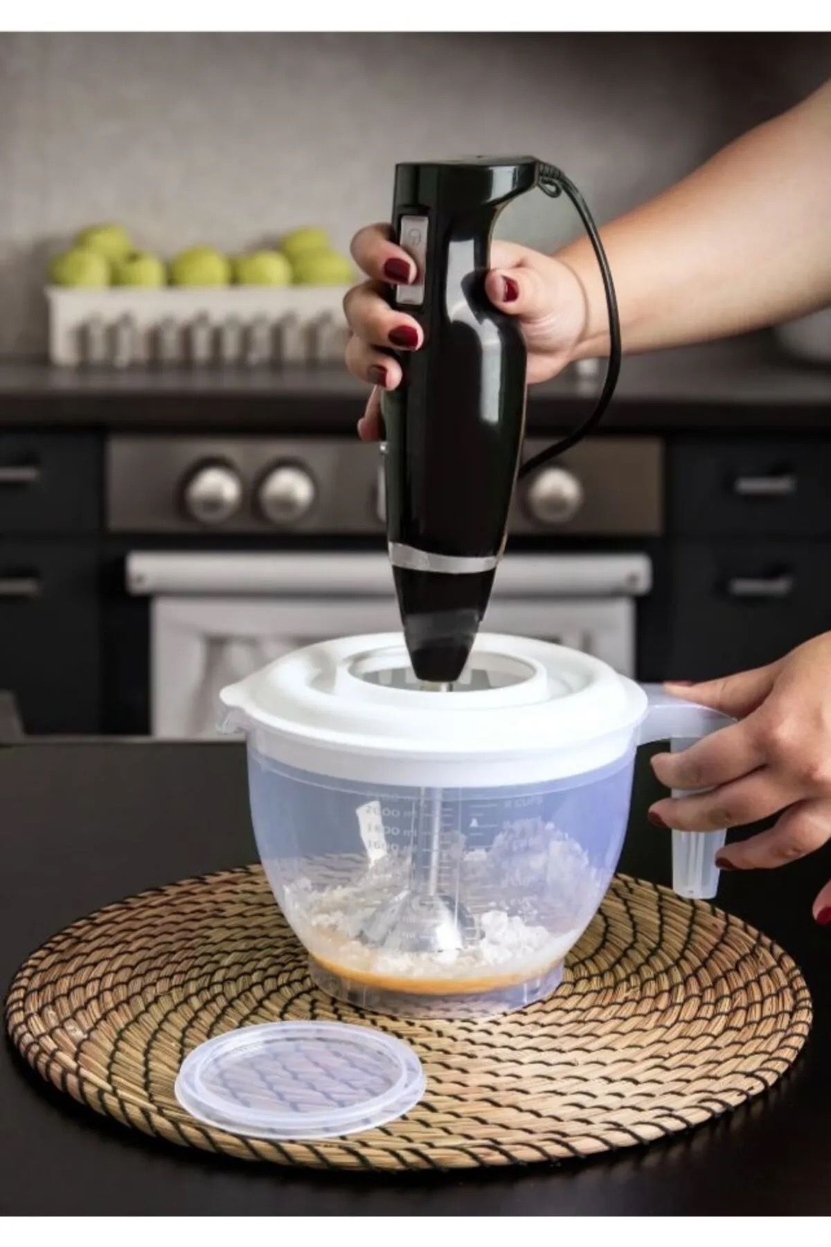 Tinsmith Mikser Kabı Kapaklı 2400 Ml Karıştırma Kabı Kulplu Çırpma Kabı
