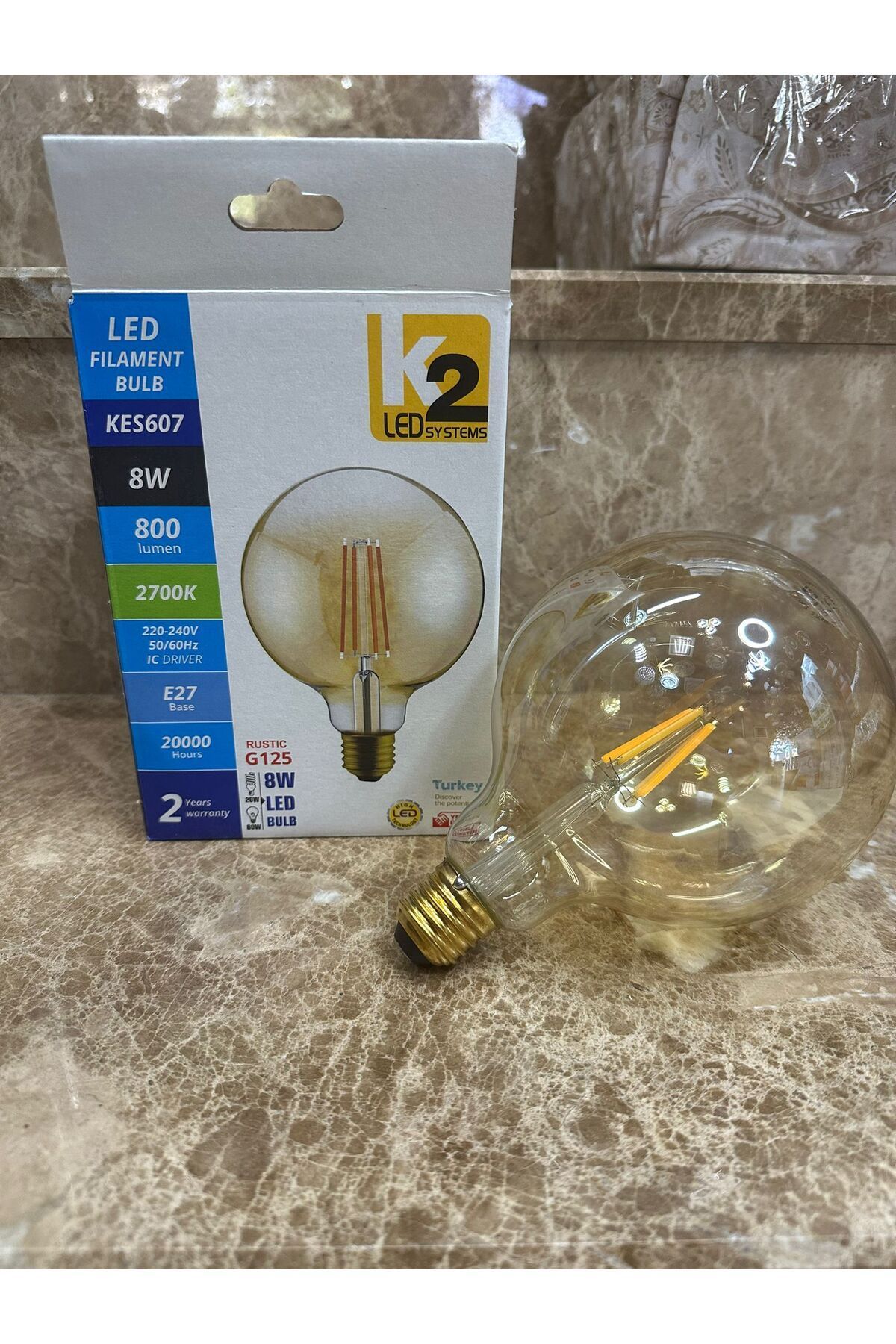 K2 LED SYSTEMS 8W E27 LED FLAMANLI AMPUL G125