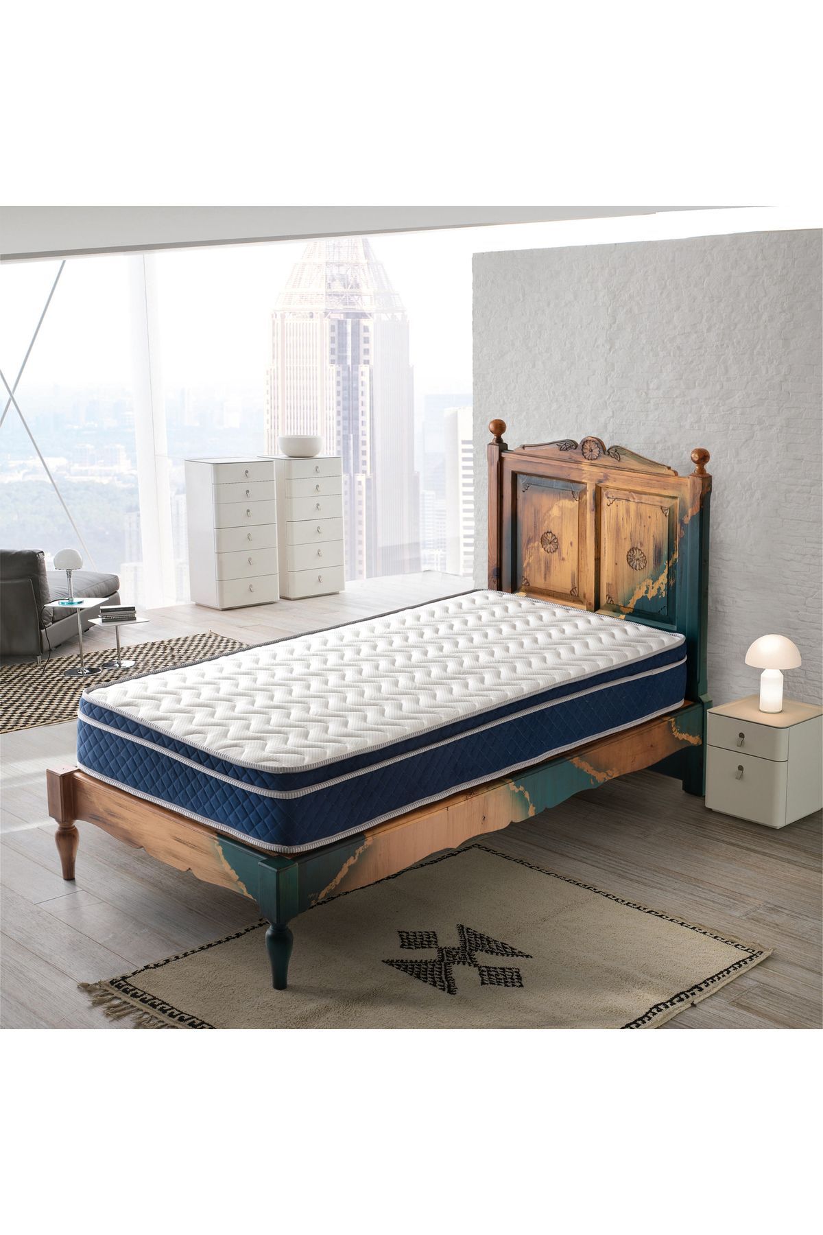 POOLY Cotton Kuştüyü Pedli Ortopedik Yaylı Yatak Tek Kişilik Ölçü Seçenekli