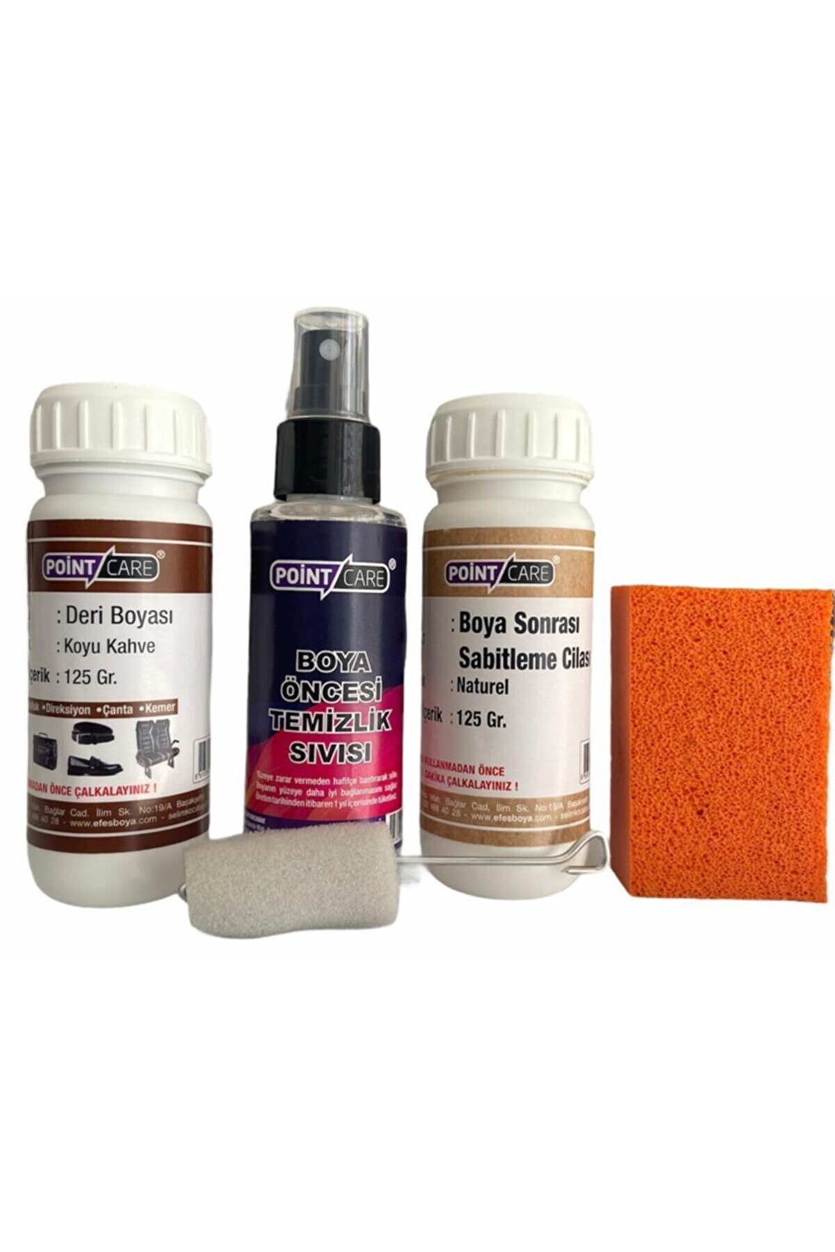 Point Koyu Kahve Deri Çanta Kemer Kumaş Boyası Seti | Doğal Göz Atkın