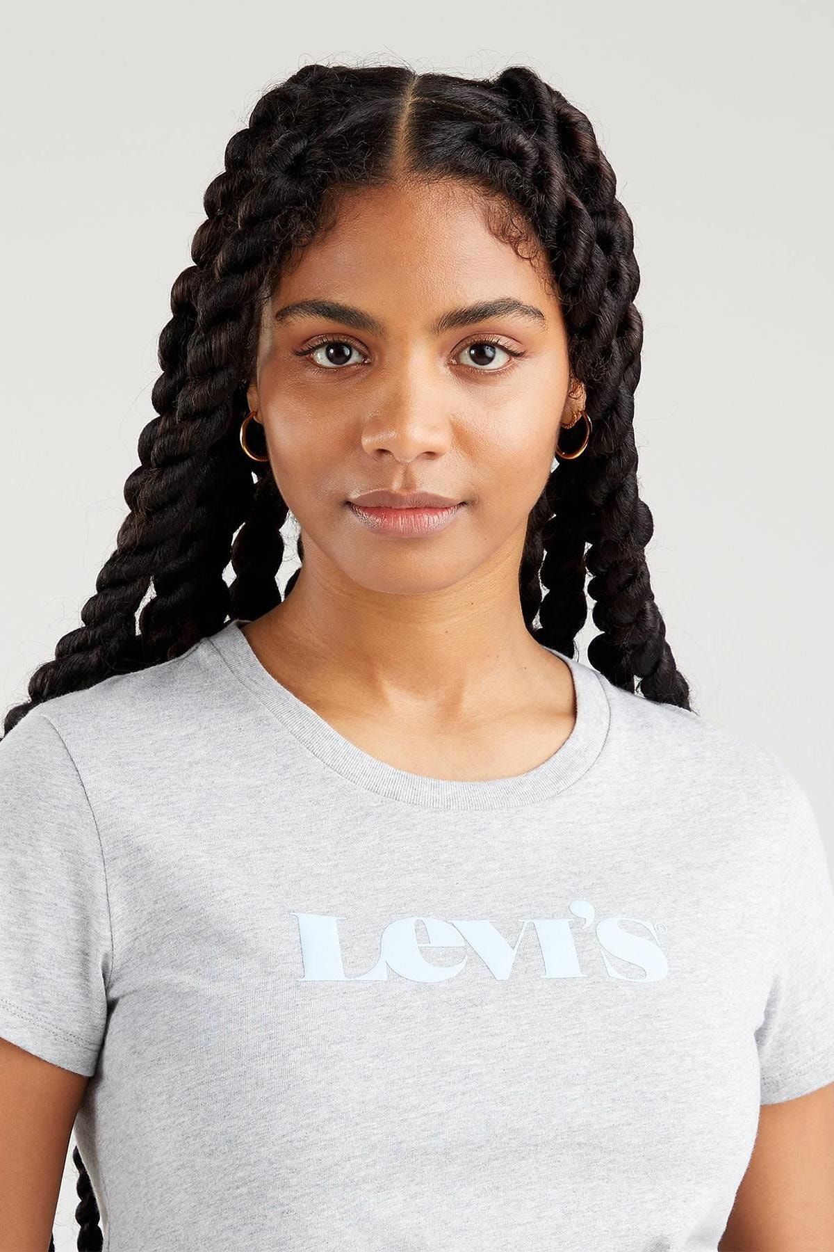 Levi's Kadın Logolu Gri T-shirt - 17369-1622