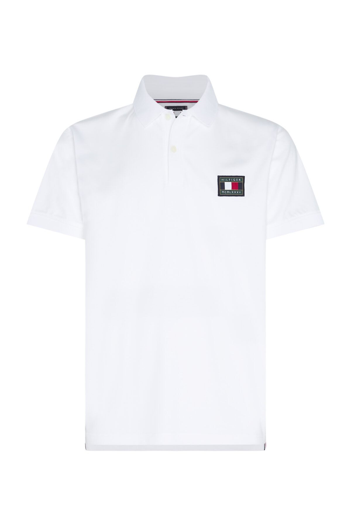 Tommy Hilfiger Erkek Beyaz Polo Yaka T-Shirt Th Flex icon Badge Regular Polo MW0MW15217