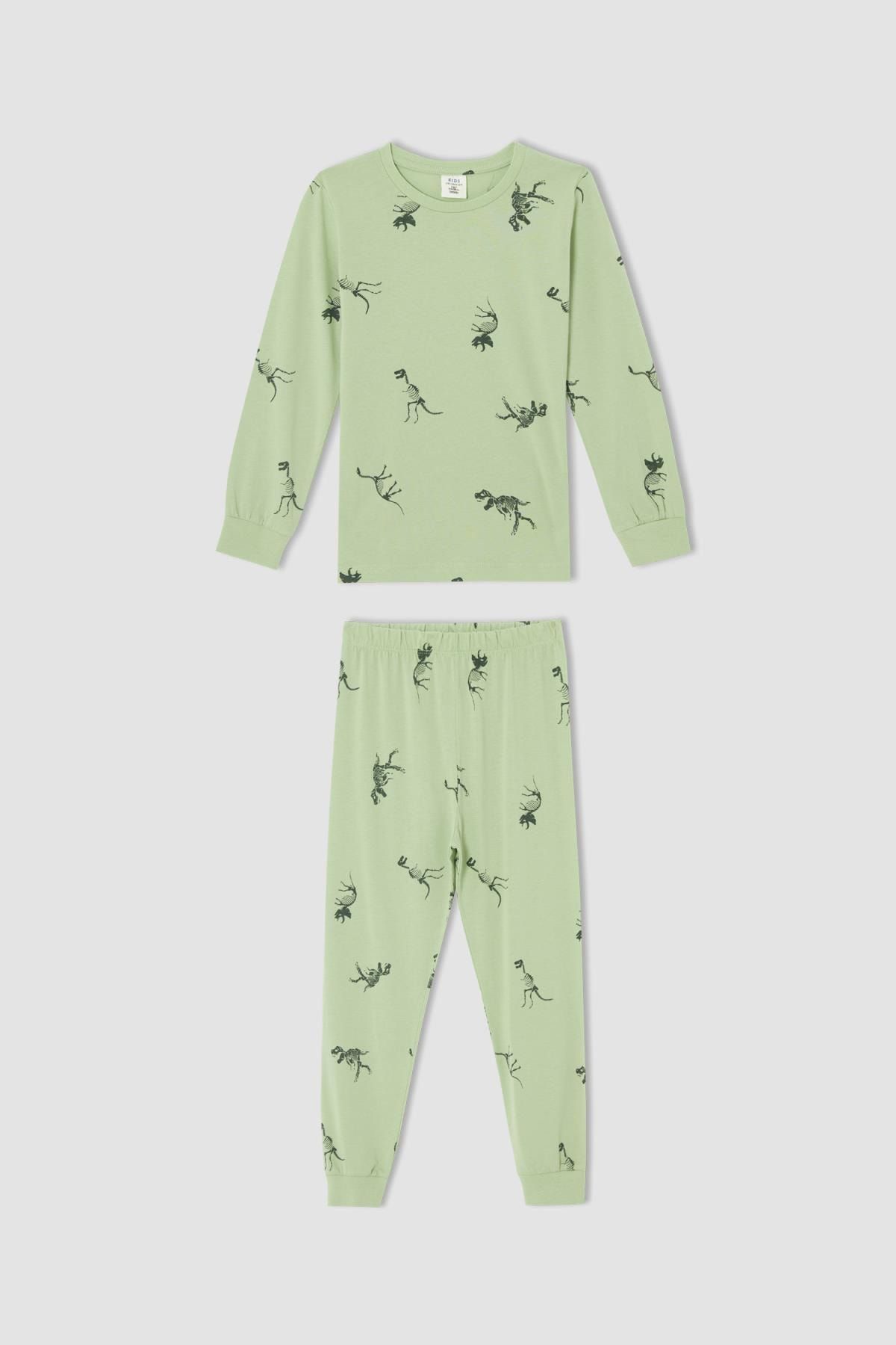 Defacto Erkek Çocuk Dinozor Desenli Uzun Kollu Pijama Takımı