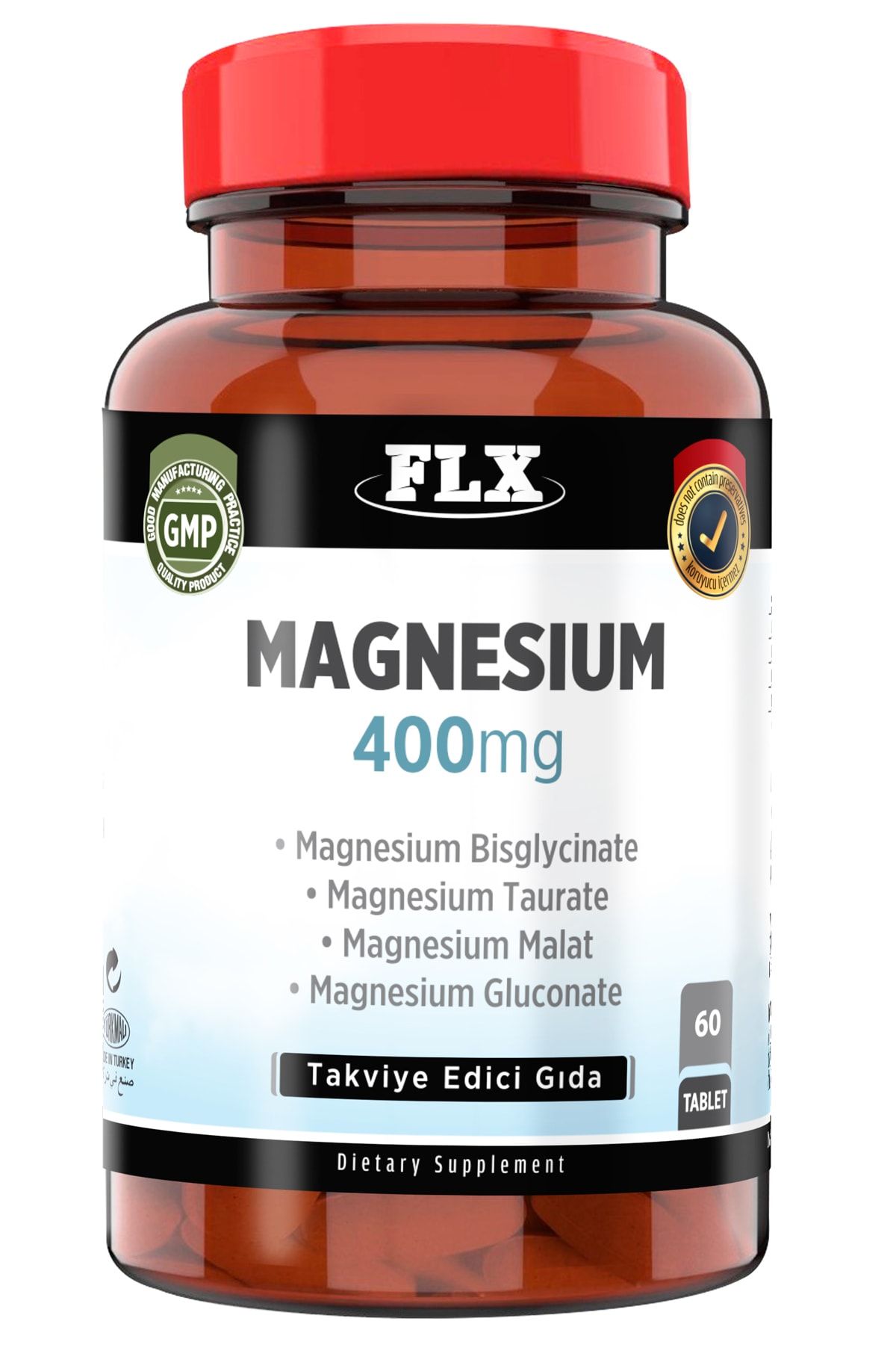 FLX 60 Tablet Magnezyum Bisglisinat Malat Taurat Glukonat Magnesium Elementleri 400 Mg