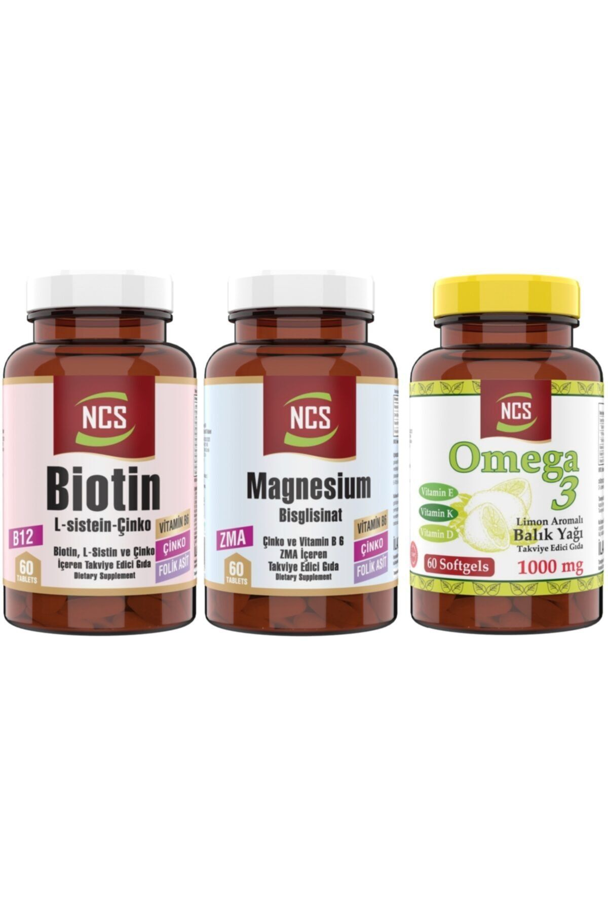 Ncs Biotin 60 Tablet Magnesium 60 Tablet Omega 3 Fish Oil 60 Kap