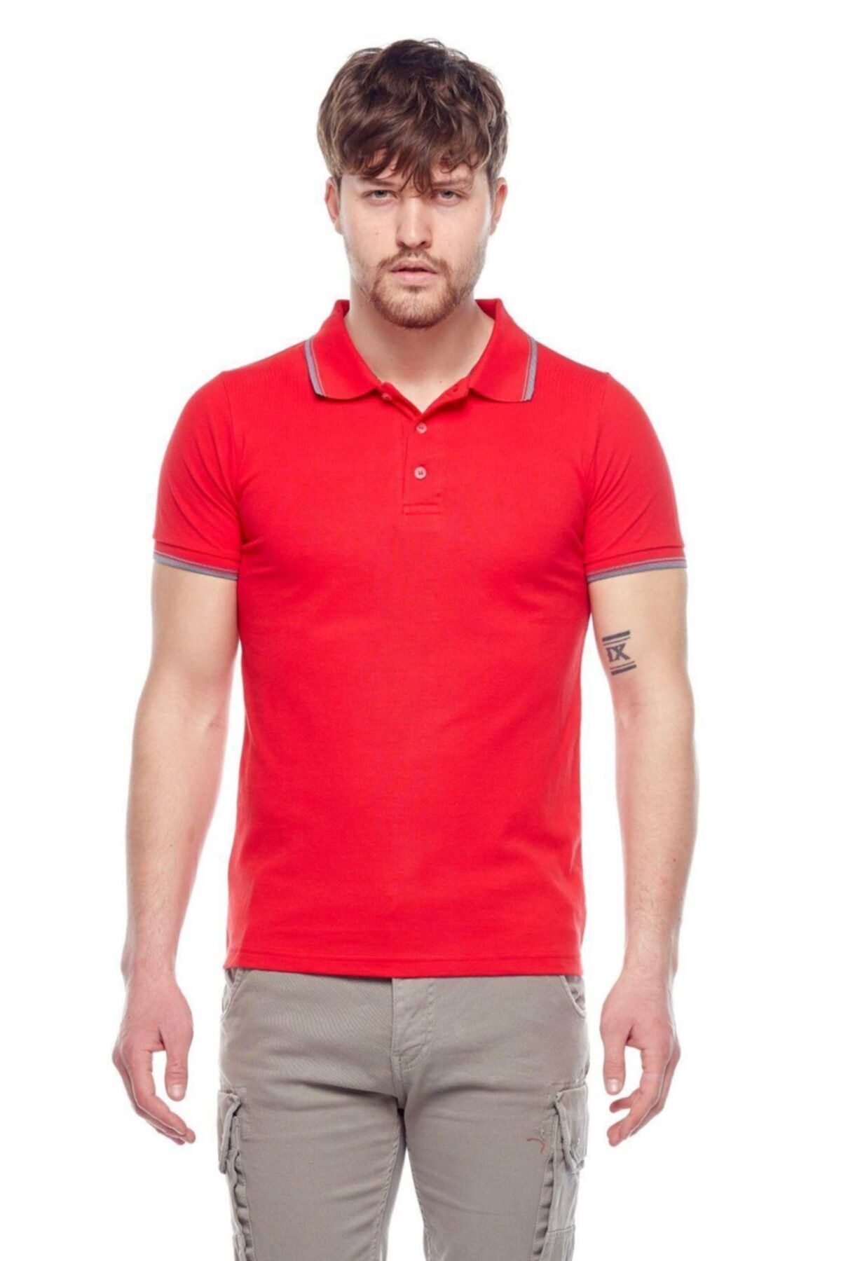 Tena Moda Erkek Bayrak Kırmızı Polo Yaka Tişört