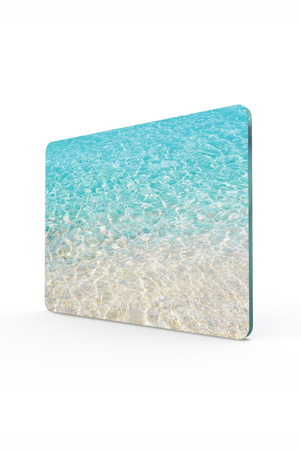 Decovetro Cam Kesme Tahtası Ve Sunum Tablası | Deniz Kum Sahil Desenli | 30cm X 40cm