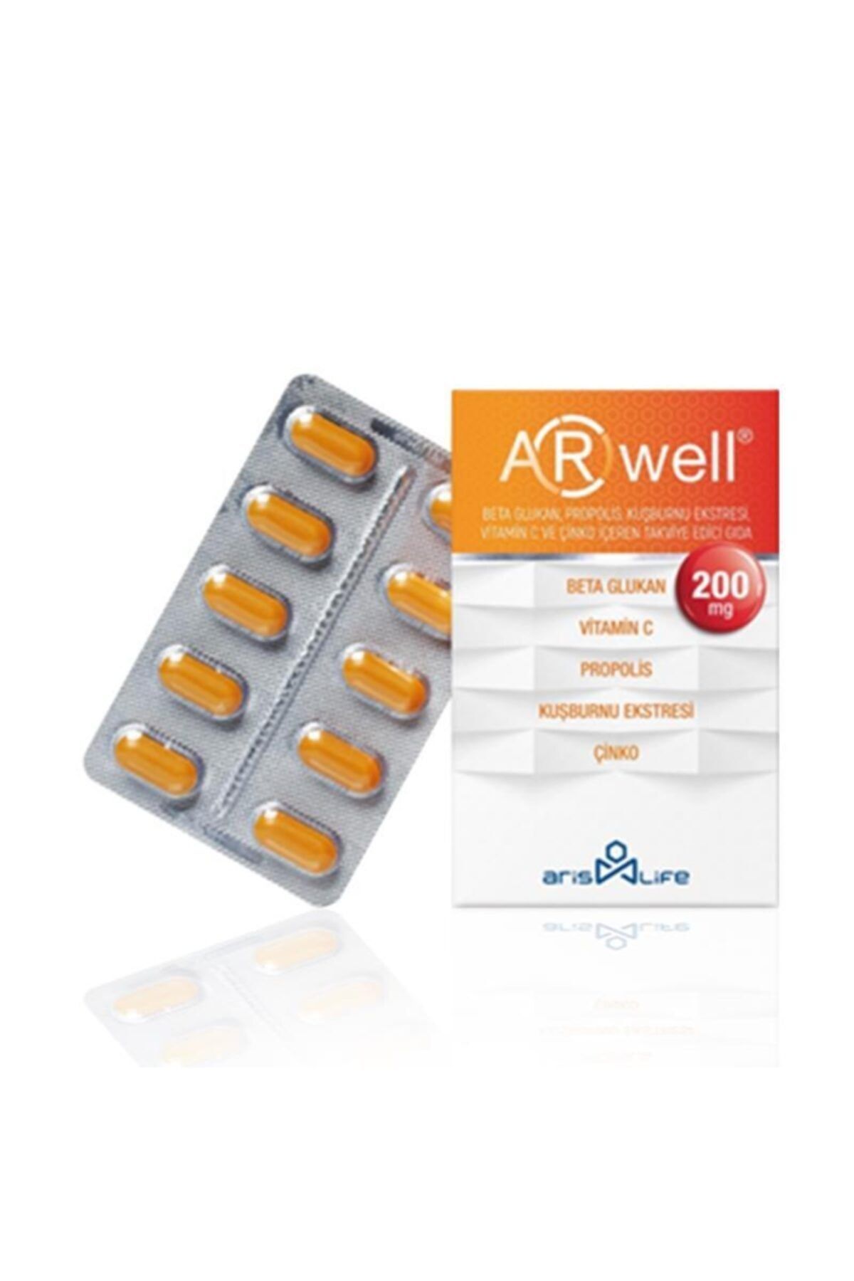 Arwell Beta Glukan - Propolis - Vitamin C - Çinko Içeren Takviye Edici Gıda 200 Mg
