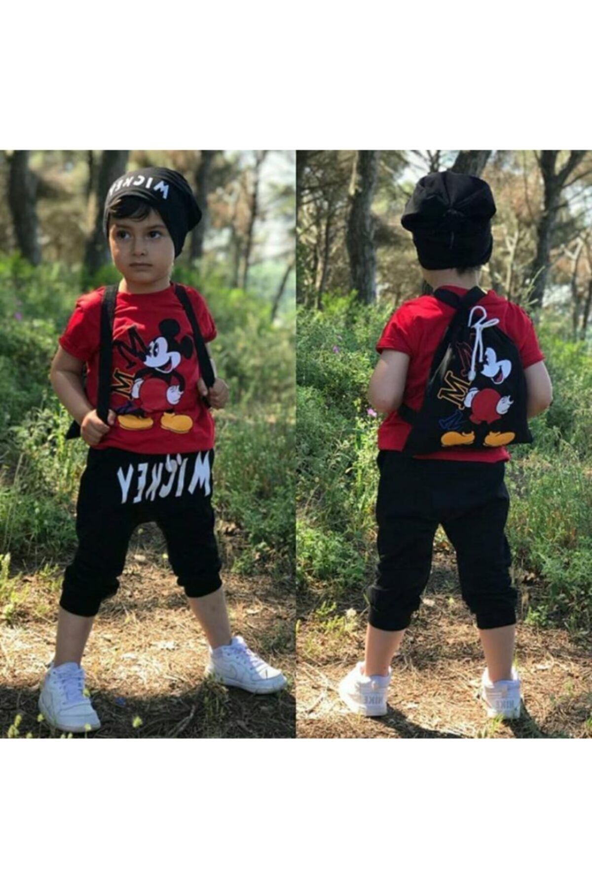 Nazar Kids Erkek Çocuk Kırmızı Mickey Mouse Kaprili Eşofman Takımı