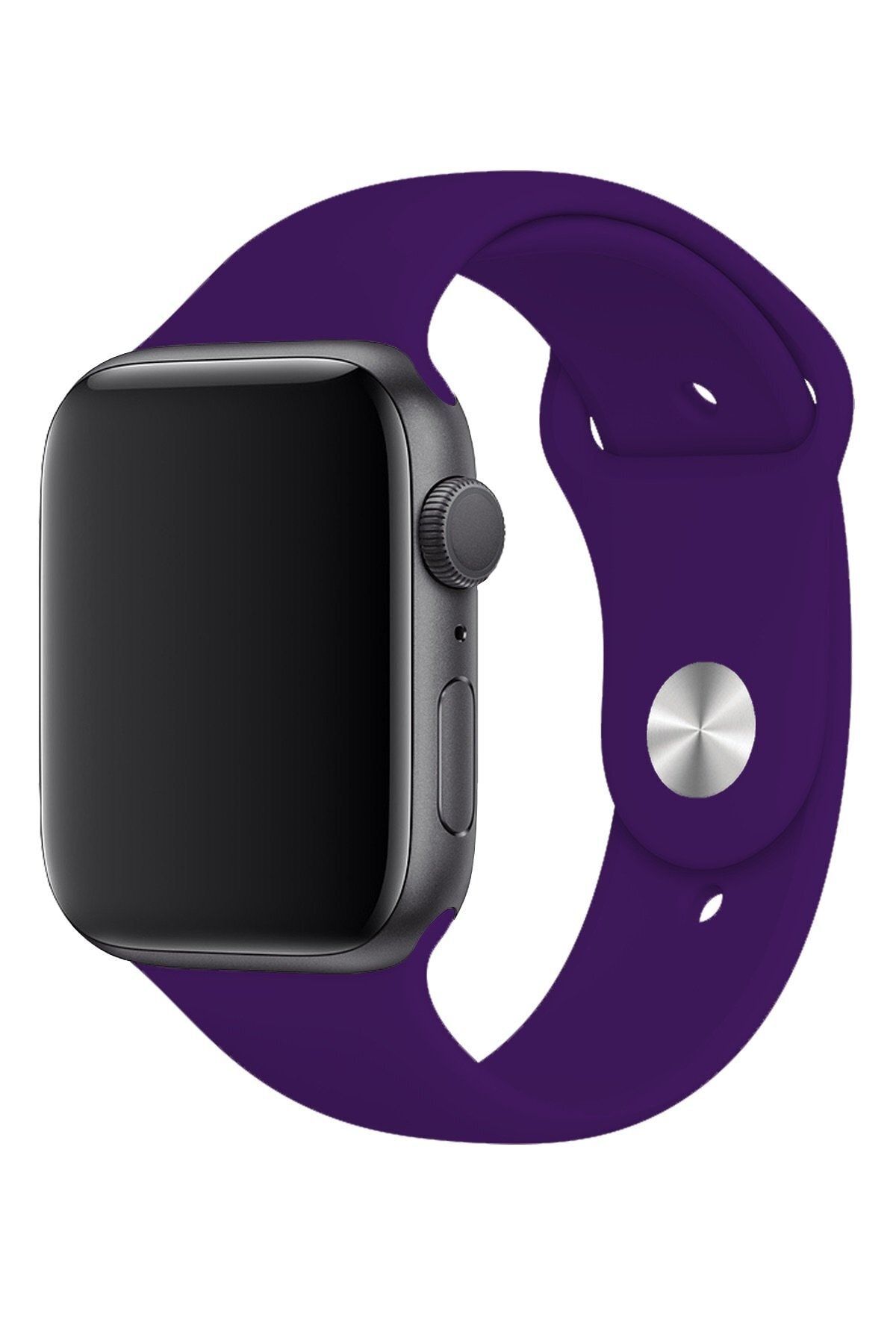 AKSESUARİZM Apple Watch 1 Series 42mm Spor Kordon Majestik Mor Kauçuk Kayış Kordon