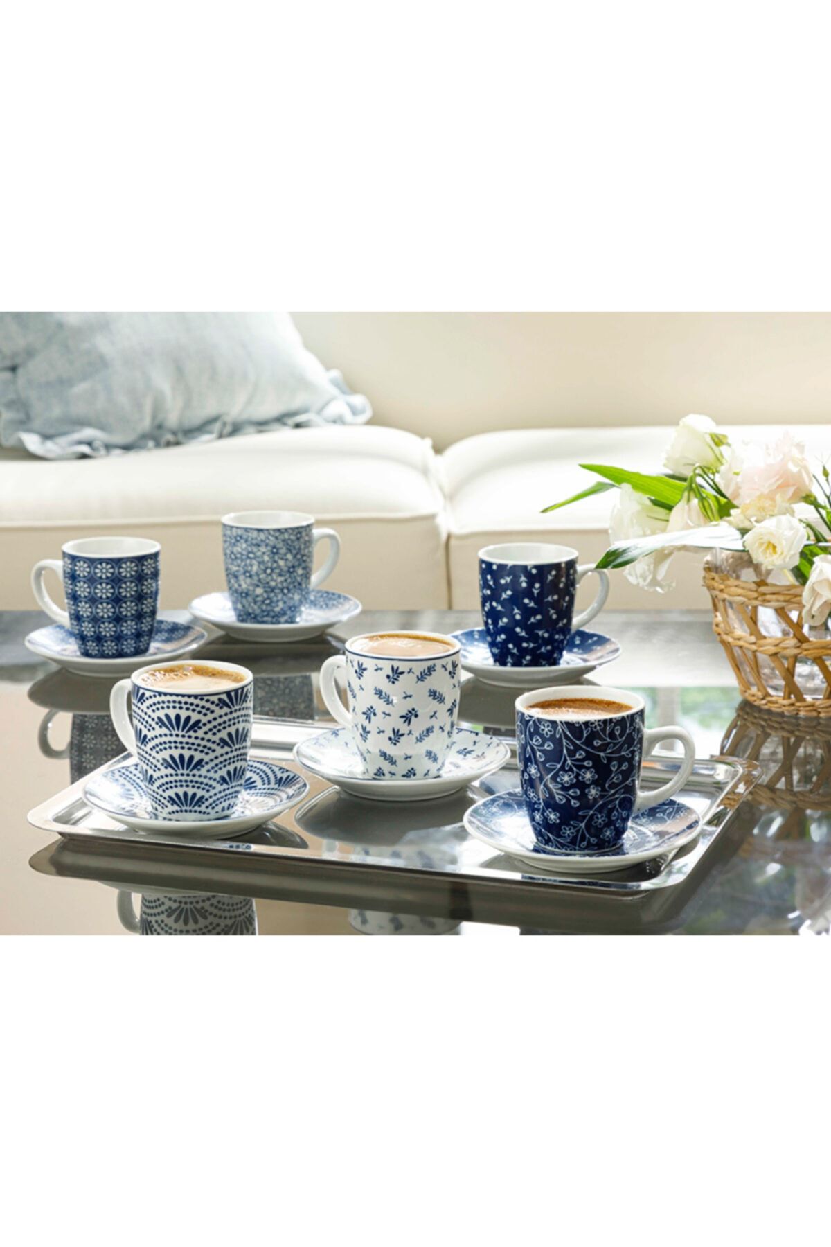 English Home Romana Porselen 6�lı Kahve Fıncan Takımı 80 Ml Lacivert