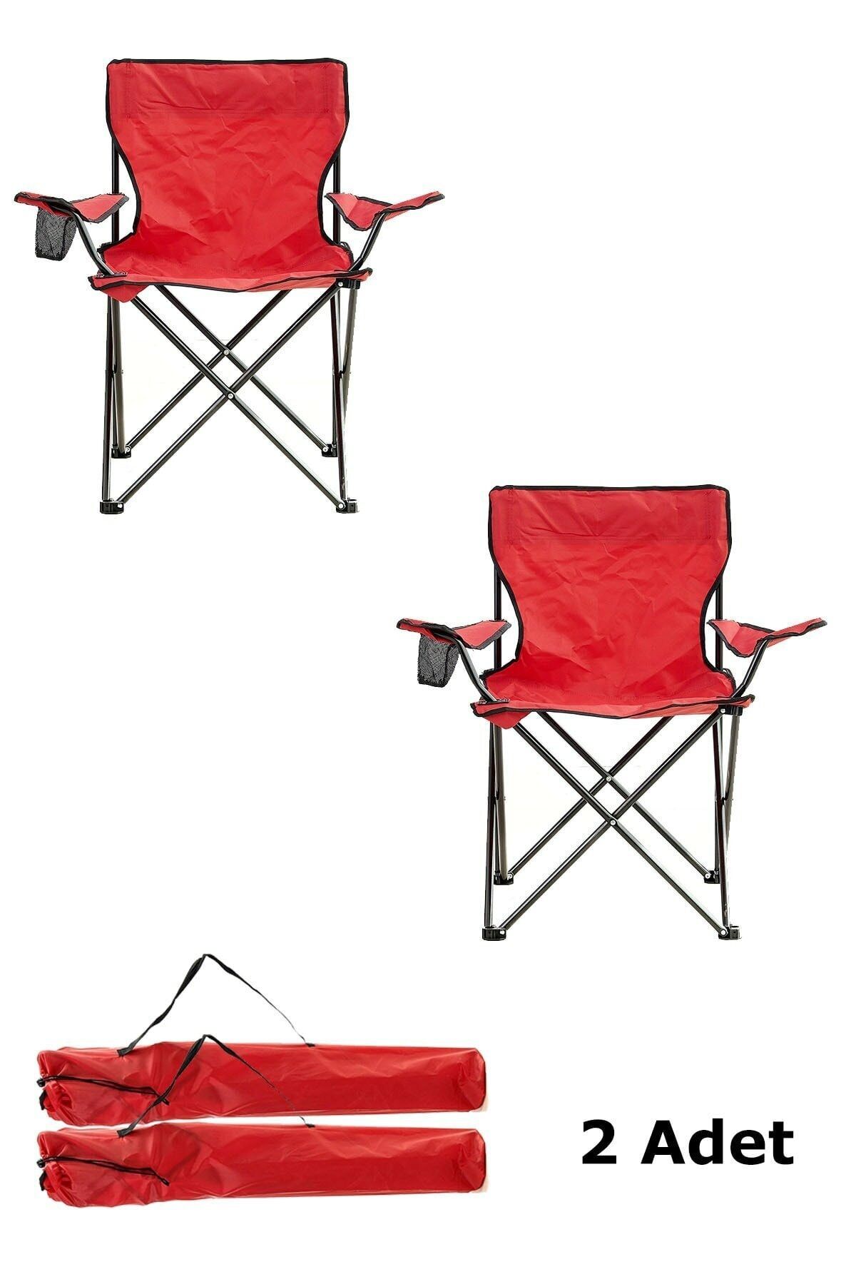 Toysan Kamp Sandalyesi Piknik Sandalyesi Katlanır Sandalye Taşıma Çantalı Kırmızı 2 Adet