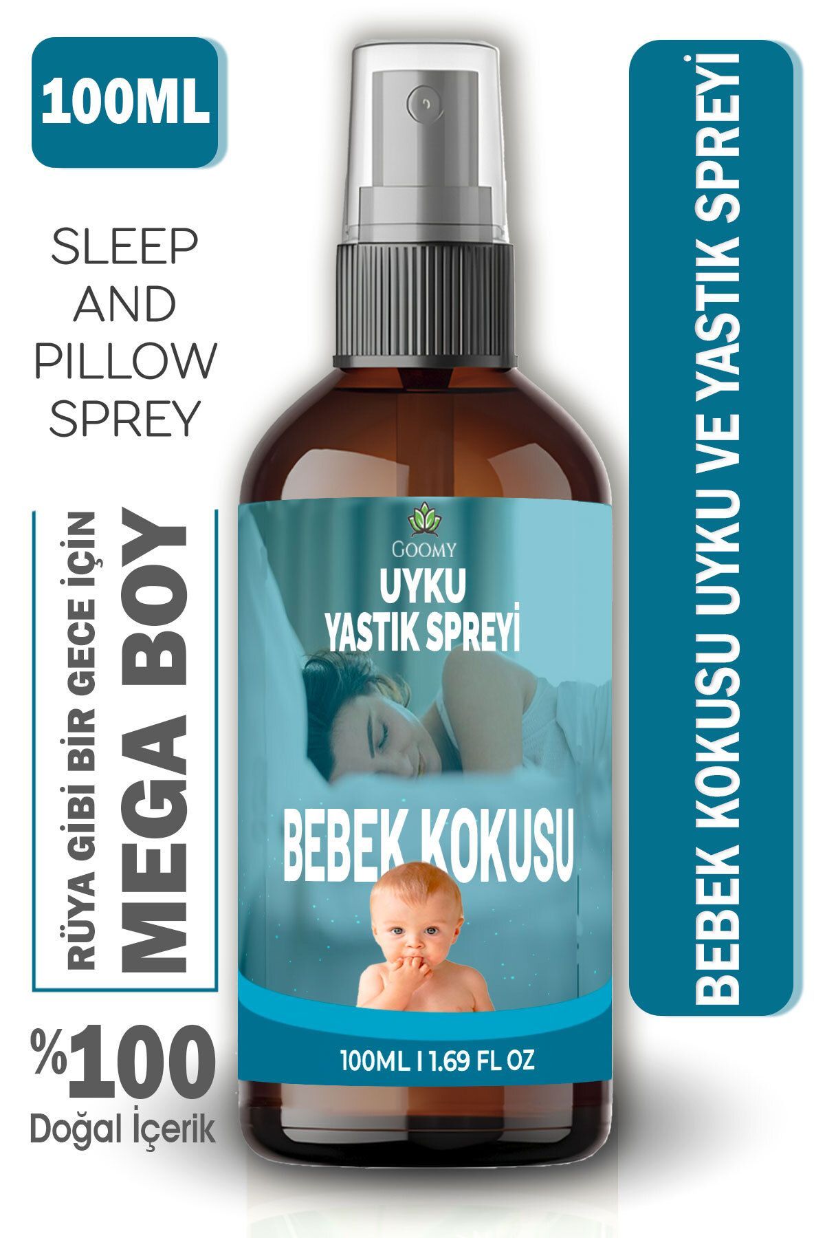 GOOMY Uyku ve Yastık Spreyi; Huzurlu, Derin ve Rahat Uyku için Bebek kokulu aromaterapi sprey 100 ml