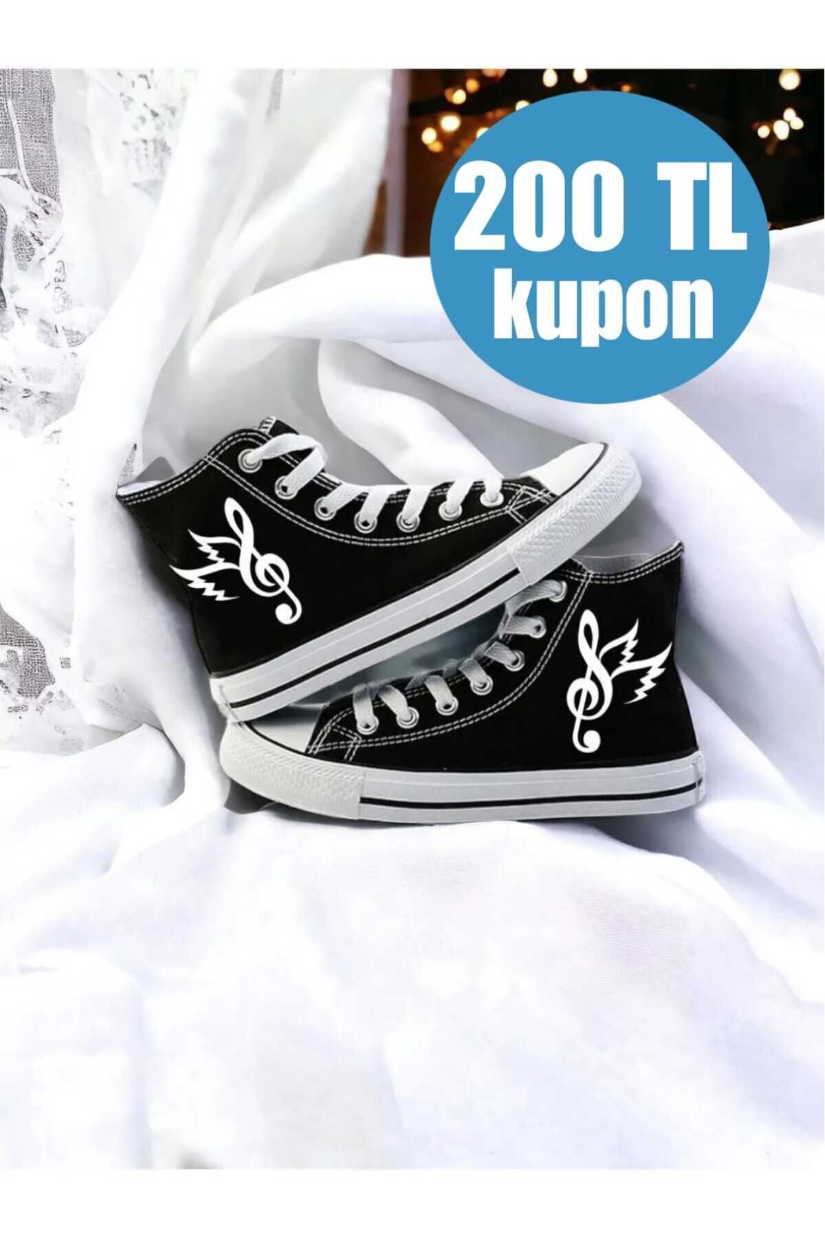 Lideral Unisex Günlük Rahat Nota Baskılı Convers Spor Sneaker Ayakkabı