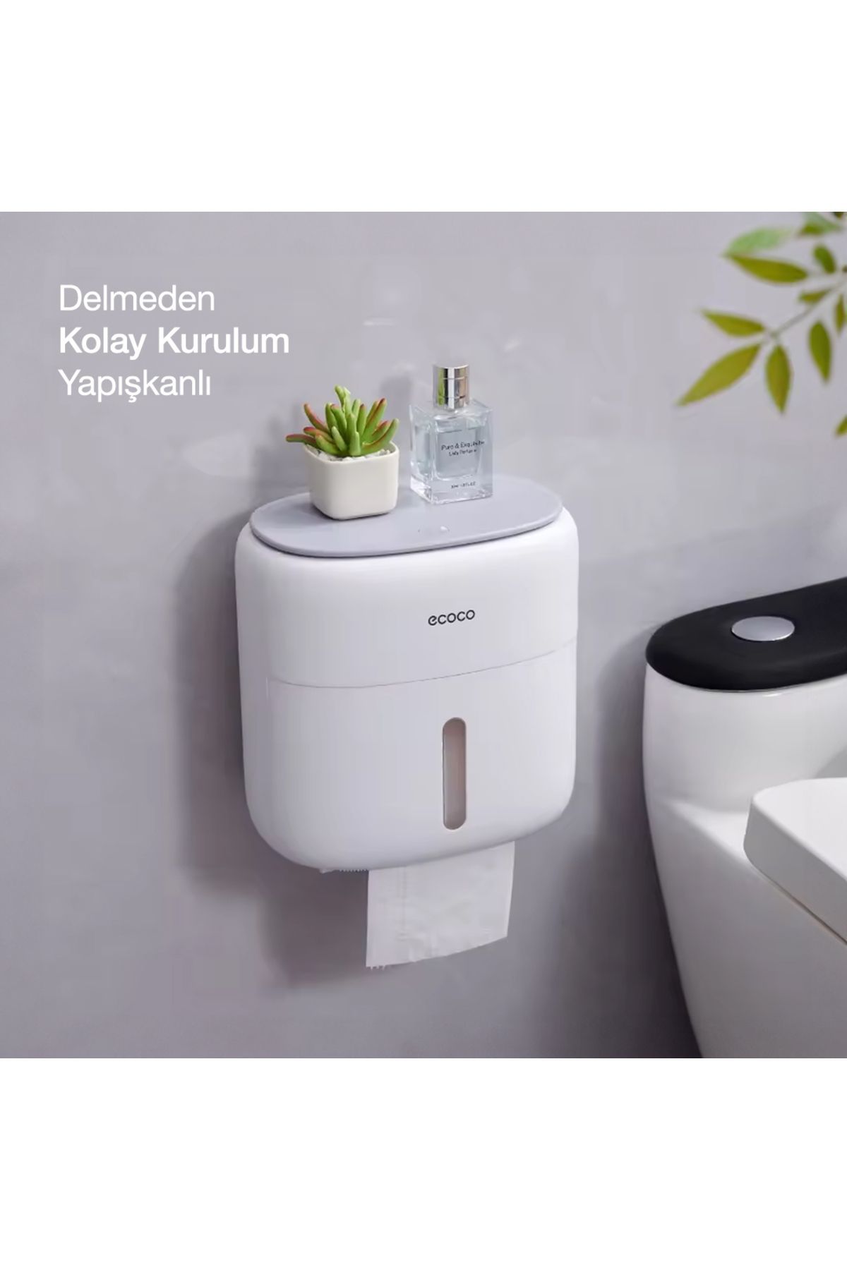 Miecoco Ecoco Duvara Yapışkanlı Çekmeceli Dokunmatik Tuvalet Kağıdı Havlu Saklama Kutusu
