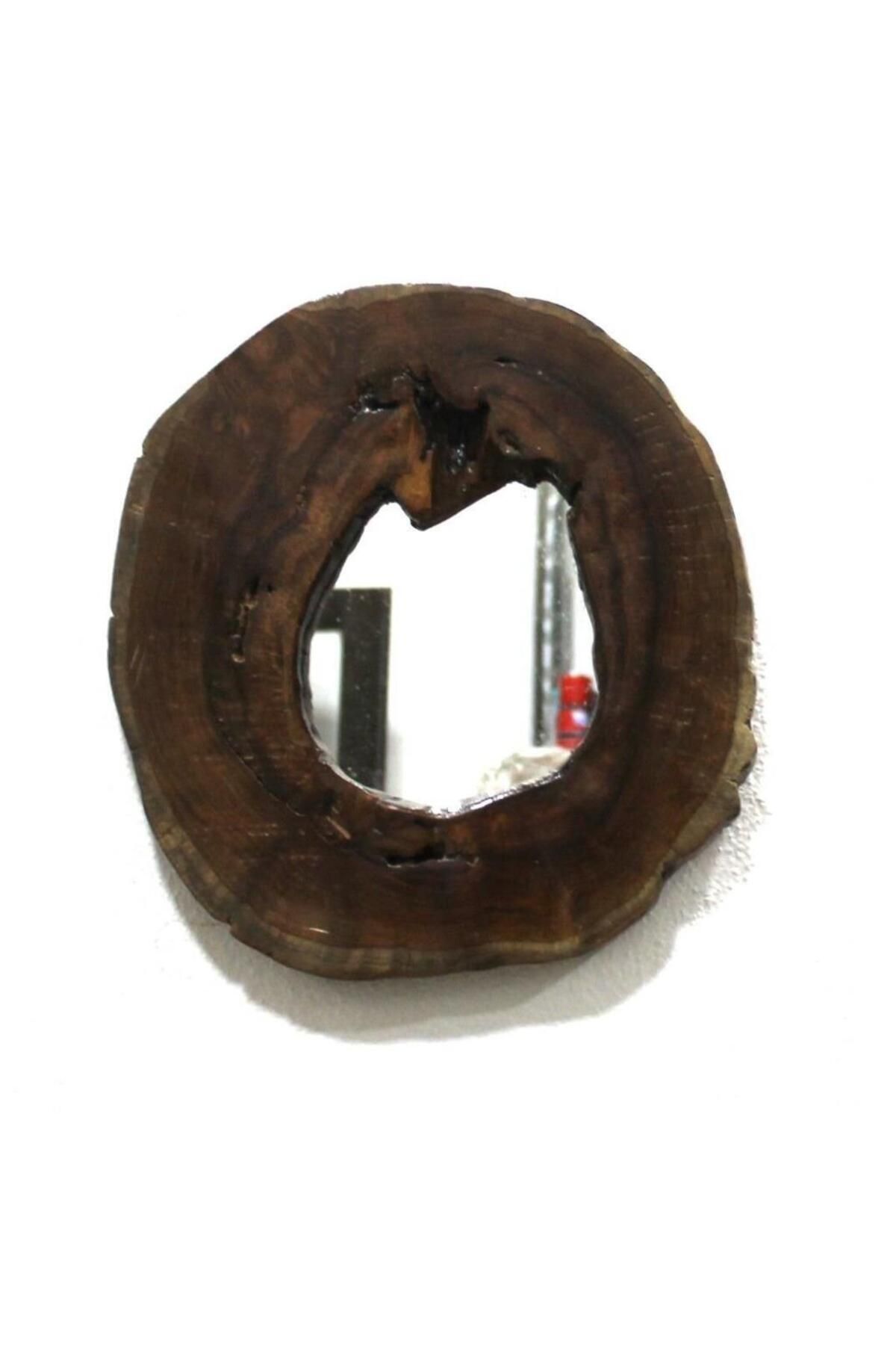 Otantik Çarşı Doğal Ahşap Teak Ağacı Ayna 32x32x3 Cm.