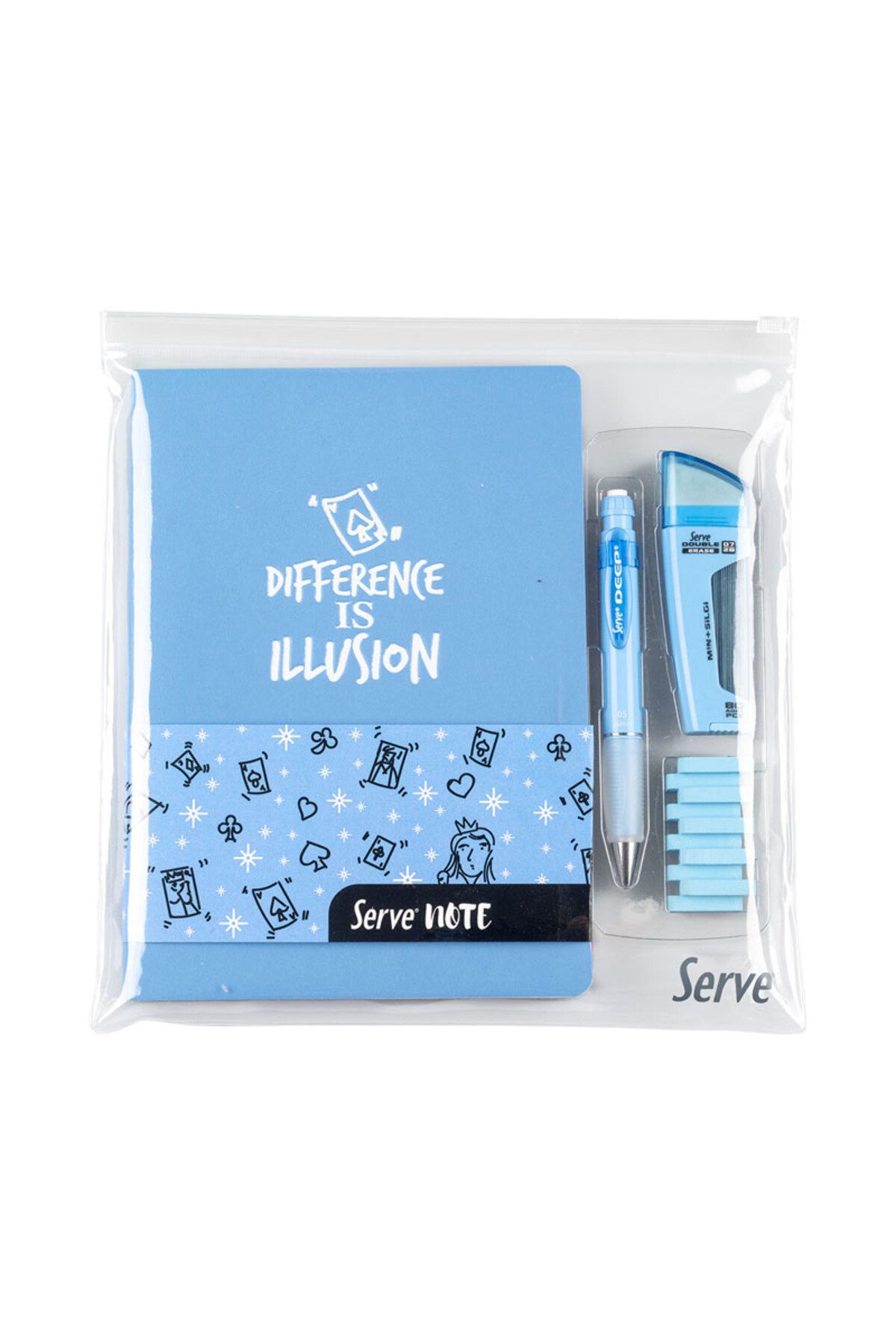 Serve Defter Seti Deep Dbl Erase Steps Silgi - Gök Mavi