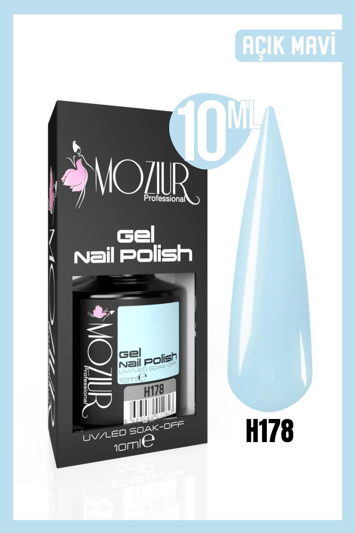 MOZIUR Kalıcı Oje Uv Led H178 (AÇIK MAVİ) 10ml