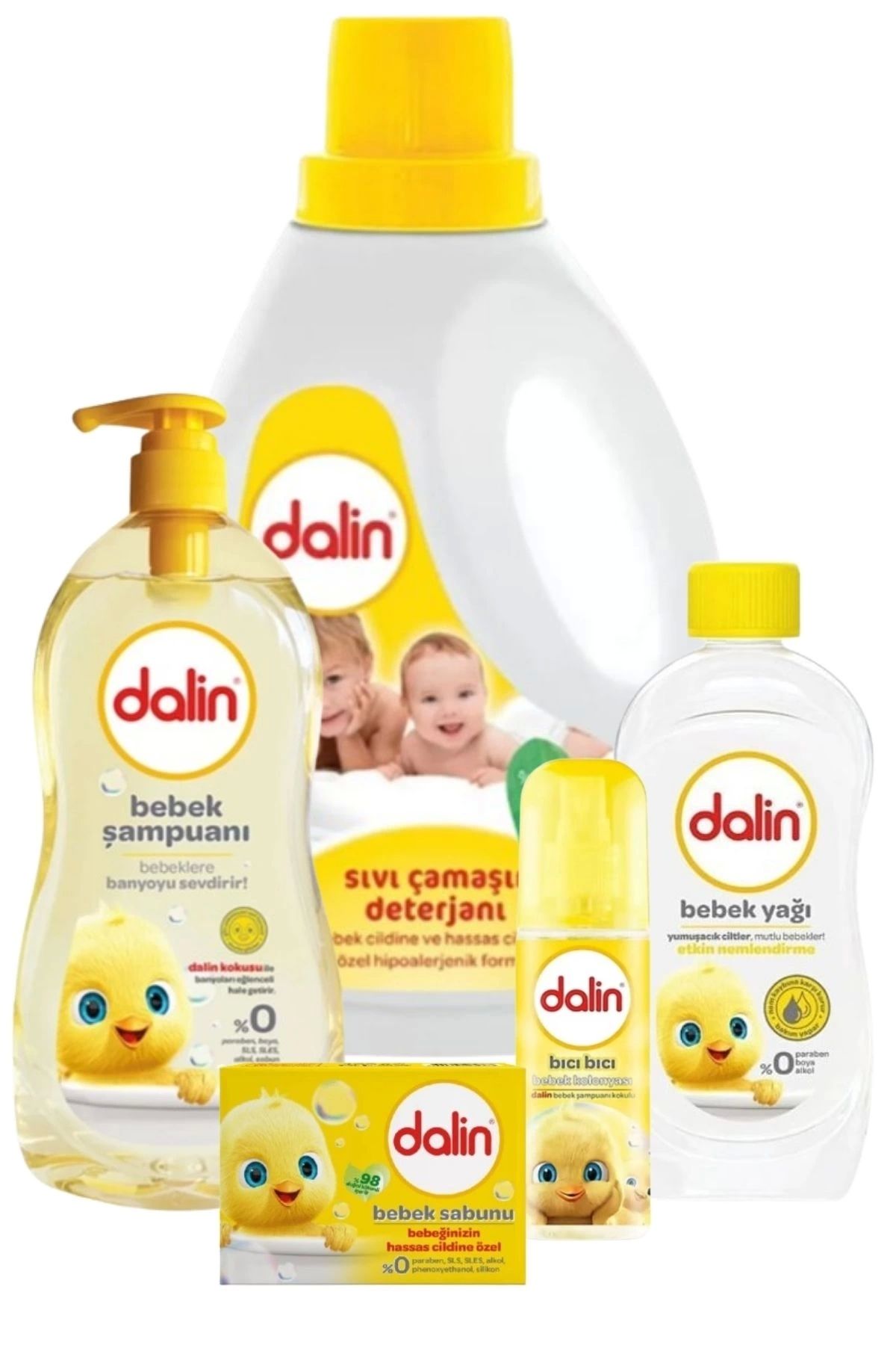Dalin Yenidoğan Şampuan Bebek Yağı Sabun Kolonya Deterjan 5 Li Set