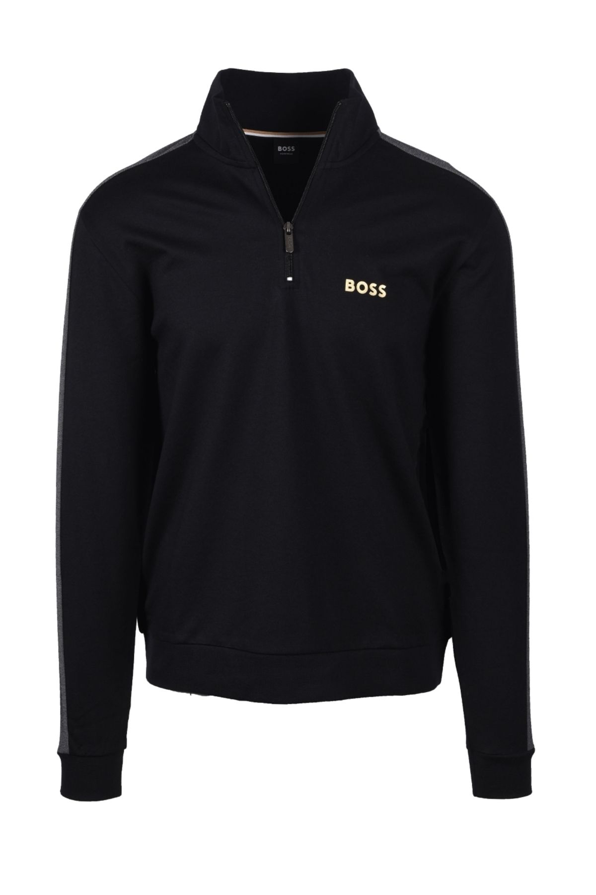 BOSS Erkek Yarım Fermuarlı Örgü Siyah Ceket 50527551-001