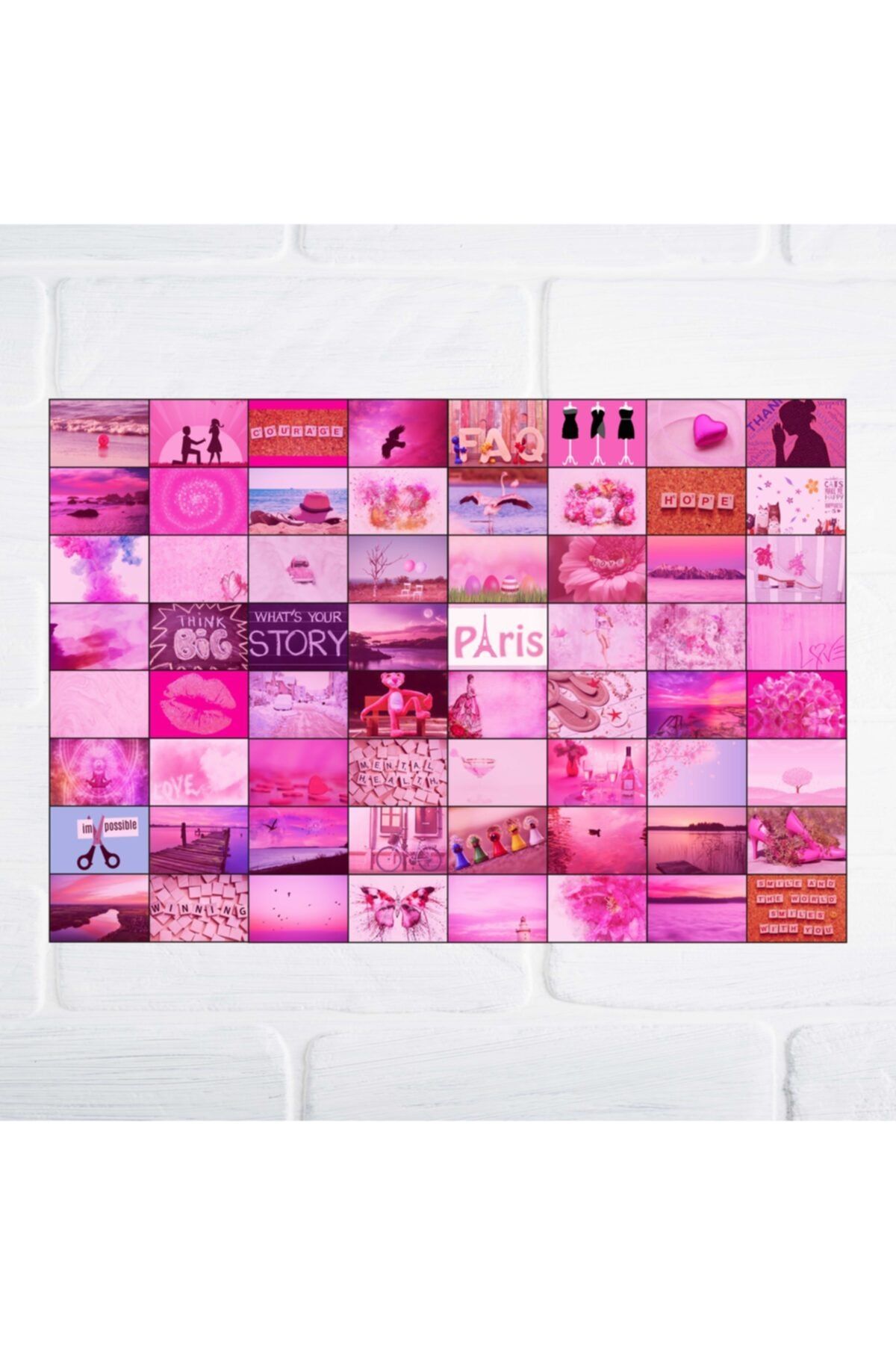 Mybamba Pinterest Aesthetic Pembe Duvar Posteri Kolaj 64 Adet 10x15 Cm