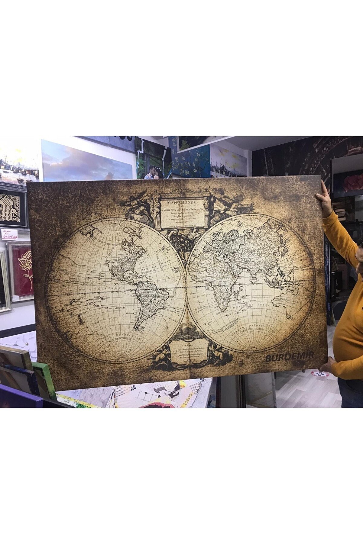 Piri Kanvas Tablo Antika Görünümlü Eski Dünya Haritası Kanvas Tablo