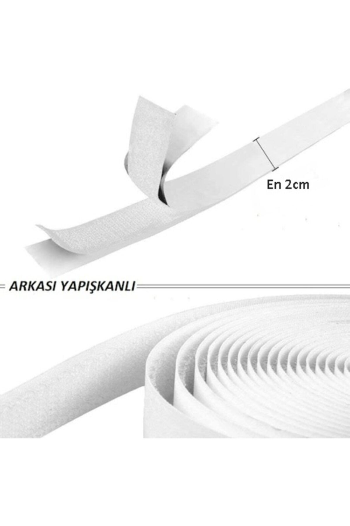 Kezban Tekstil 5 Metre Arkası Yapışkanlı Beyaz Cırt Cırtlı Bant Amerikan Fermuarı 2 Cm Genişlik
