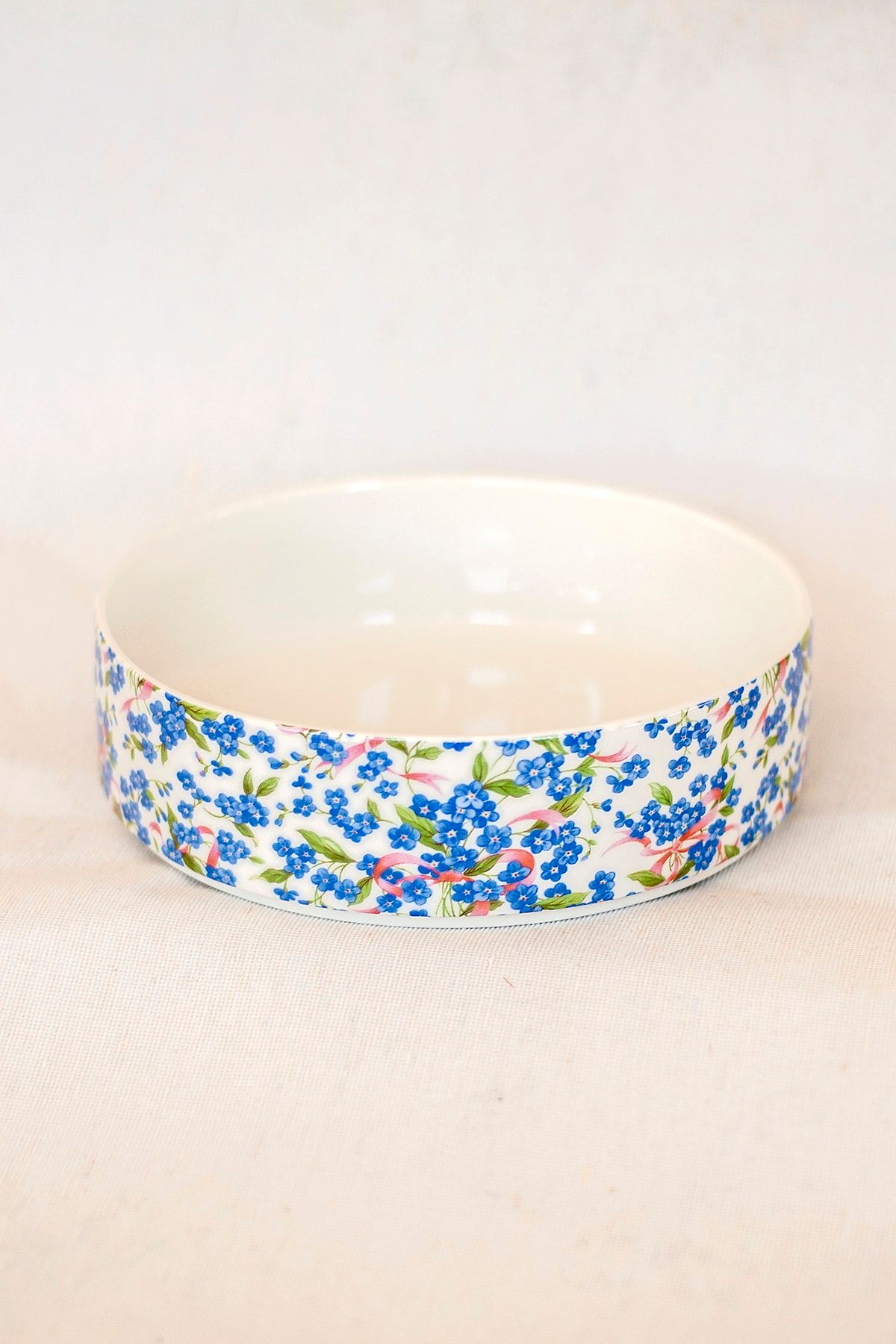 Bursa Porselen Dekor Mavi Çiçek Desen Jumbo Salata Tabağı