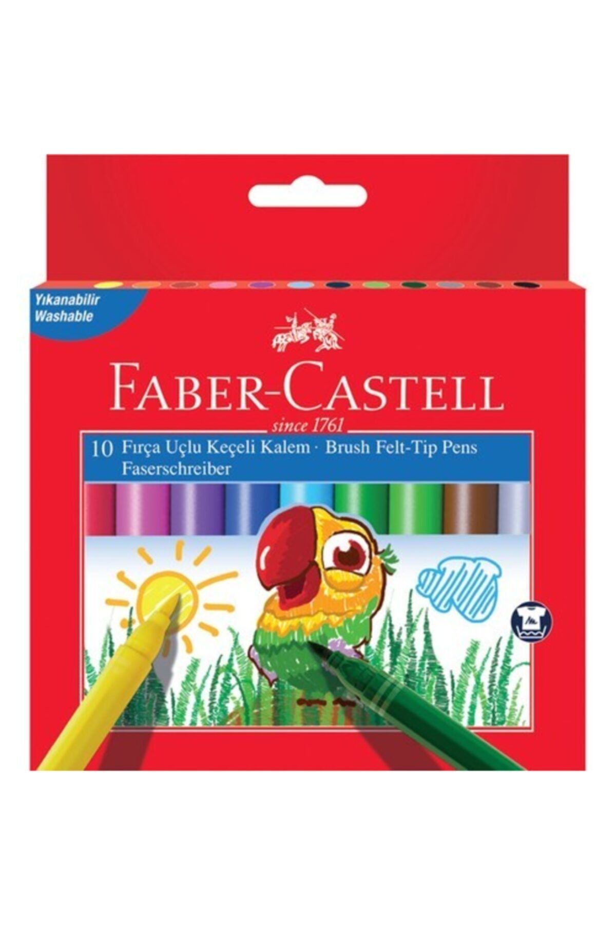 Faber Castell Fırça Uçlu Süper Yık Keçeli K 10 Renk Kutu Alıcı Öd