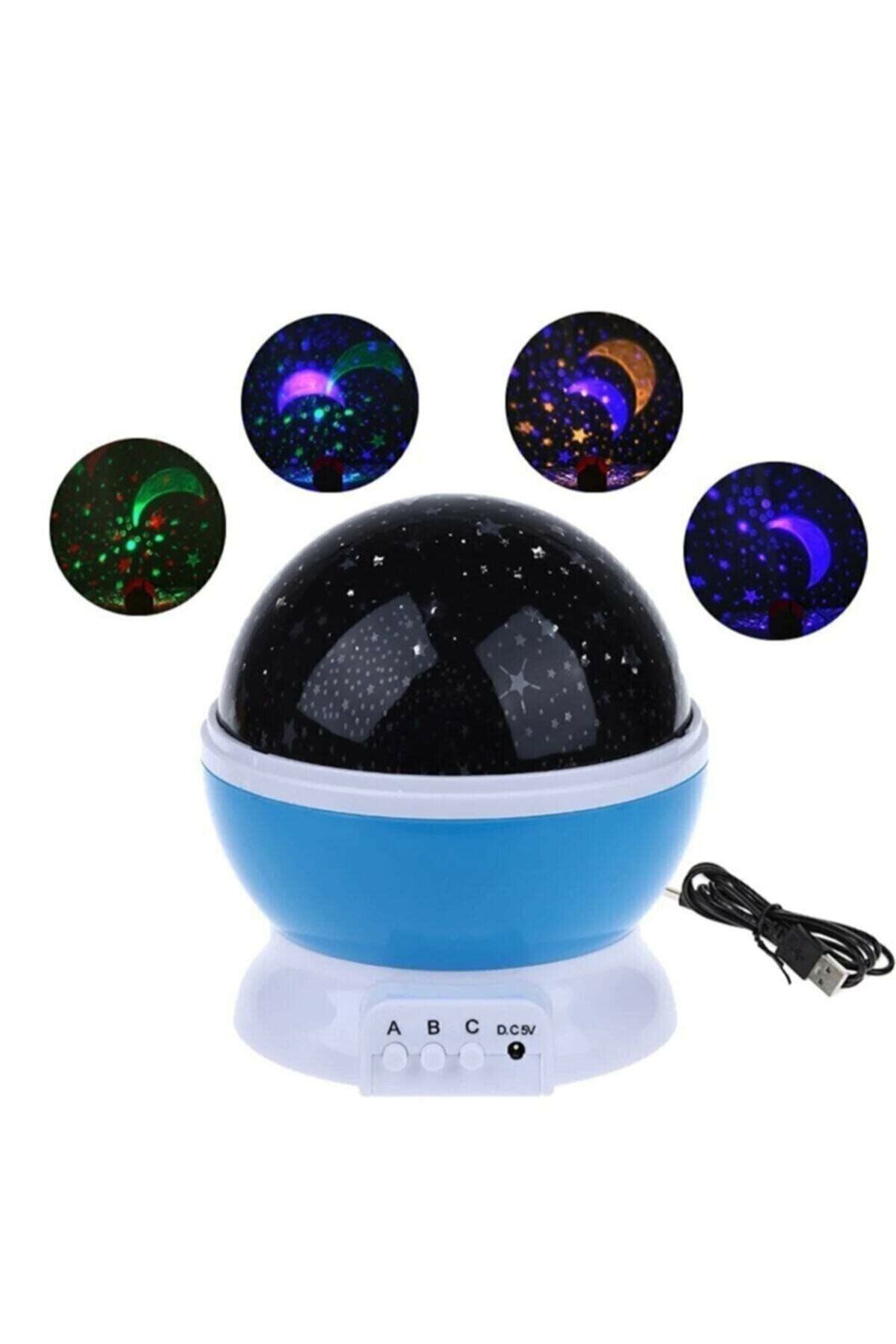 DogusDeco Orijinal Star Master Projektörlü Yansıtmalı Çocuk Bebek Odası Gece Lambası (mavi)